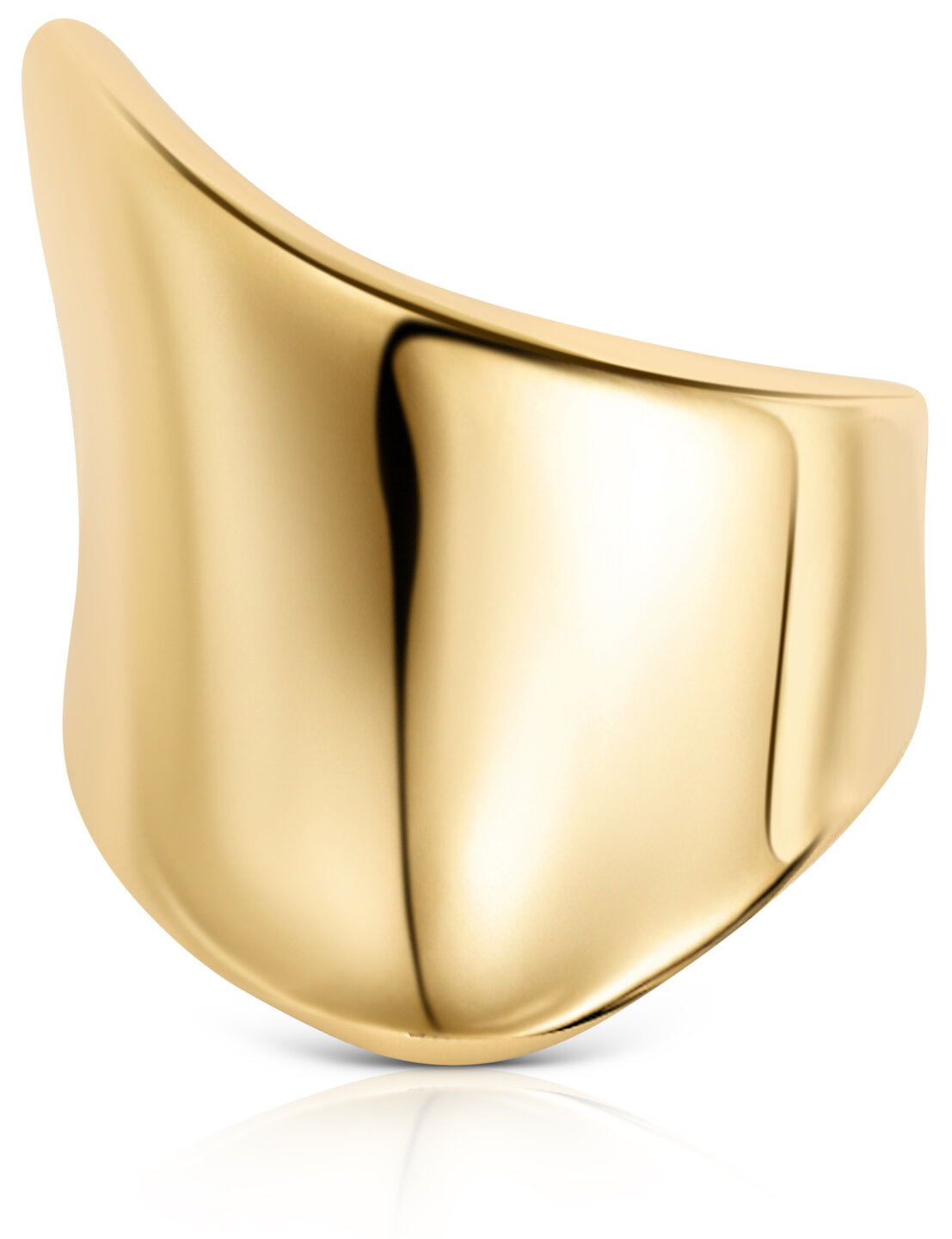 Charmin's Goudkleurige Chunky Ring met Diagonale Vorm Staal R1791 – Modern en Edgy