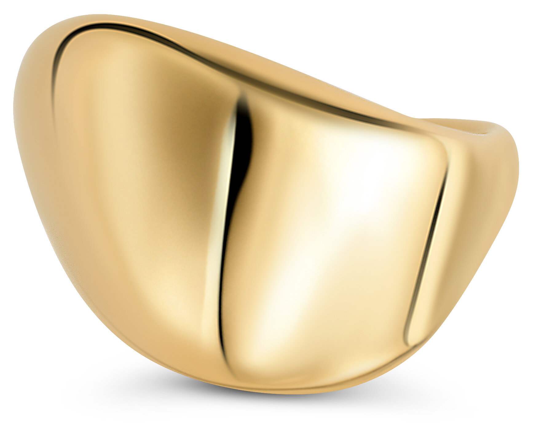 Charmin's Goudkleurige Chunky Ring met Diagonale Bol Staal R1800 – Krachtig en Elegant