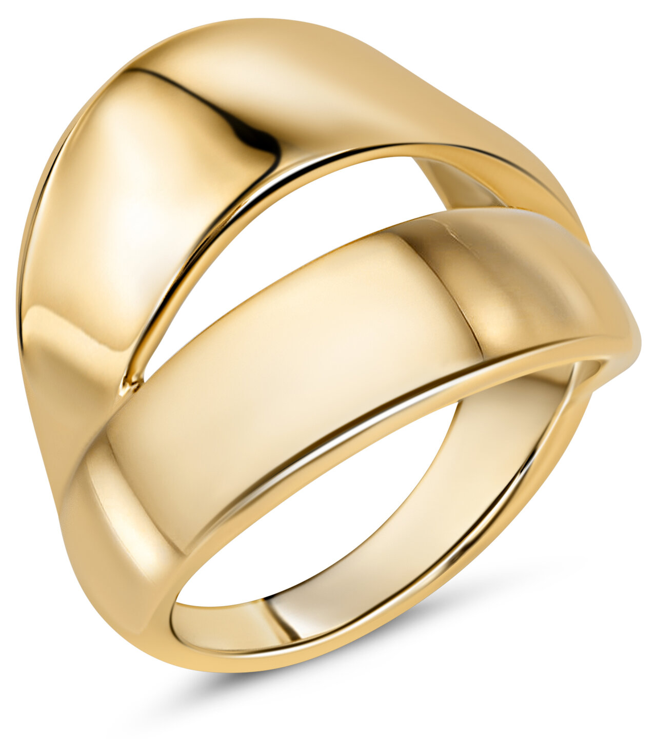 Charmin's Goudkleurige Chunky Ring met Dubbele Linten Staal R1798 – Speels en Stijlvol