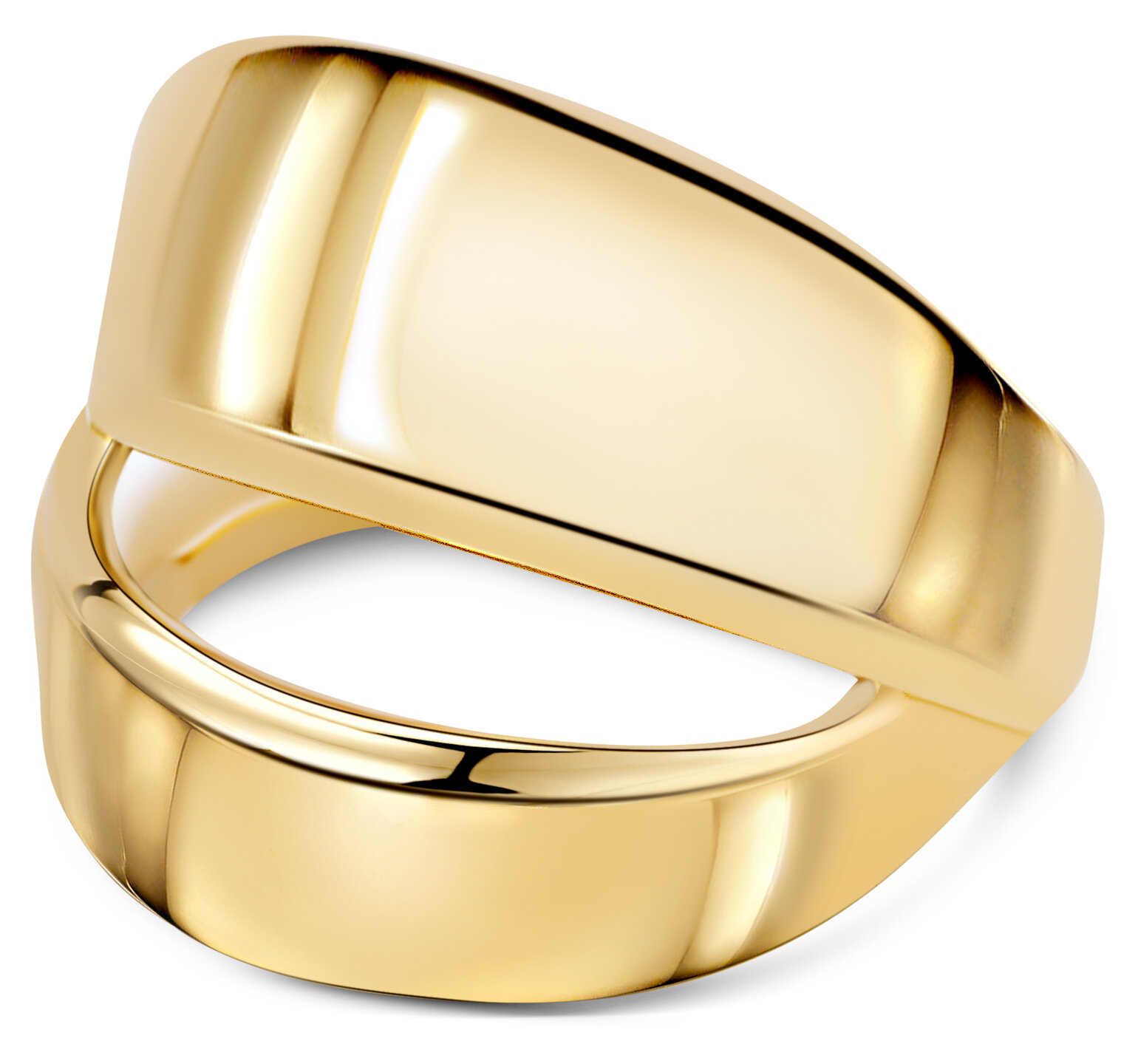 Charmin's Goudkleurige Chunky Ring met Dubbele Linten Staal R1798 – Speels en Stijlvol