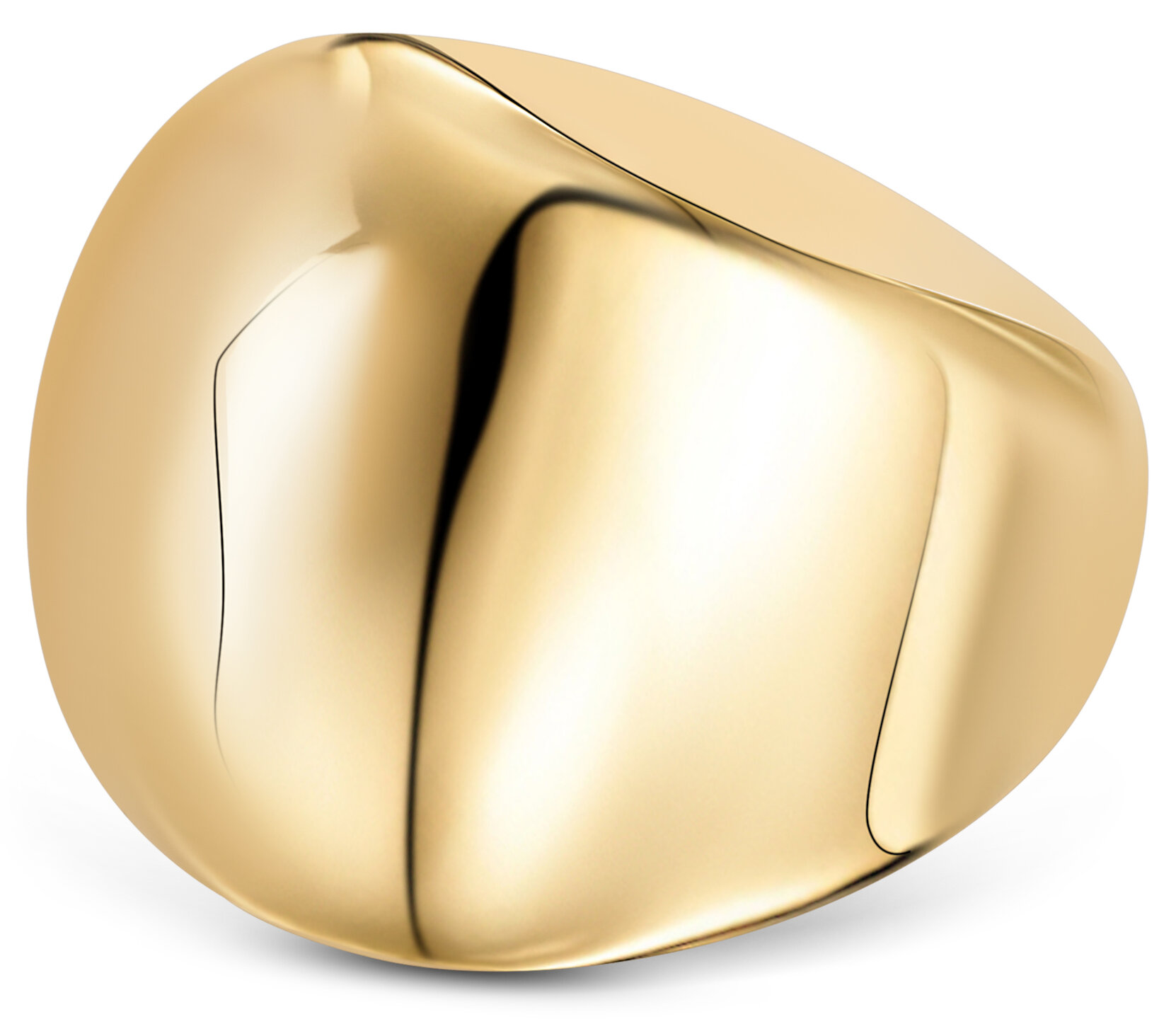 Charmin's Goudkleurige Chunky Ring met Holle Bol Staal R1793 – Elegante Verbinding