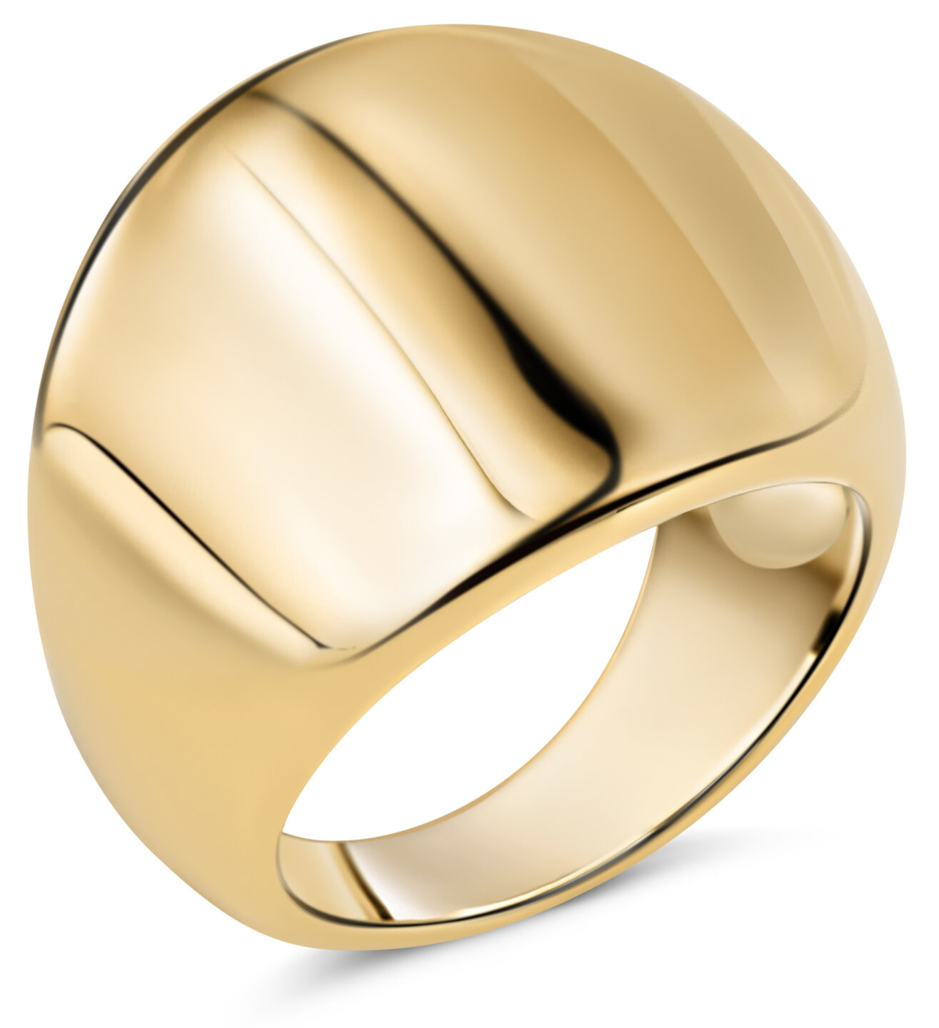 Charmin's Goudkleurige Chunky Ring met Holle Bol Staal R1793 – Elegante Verbinding