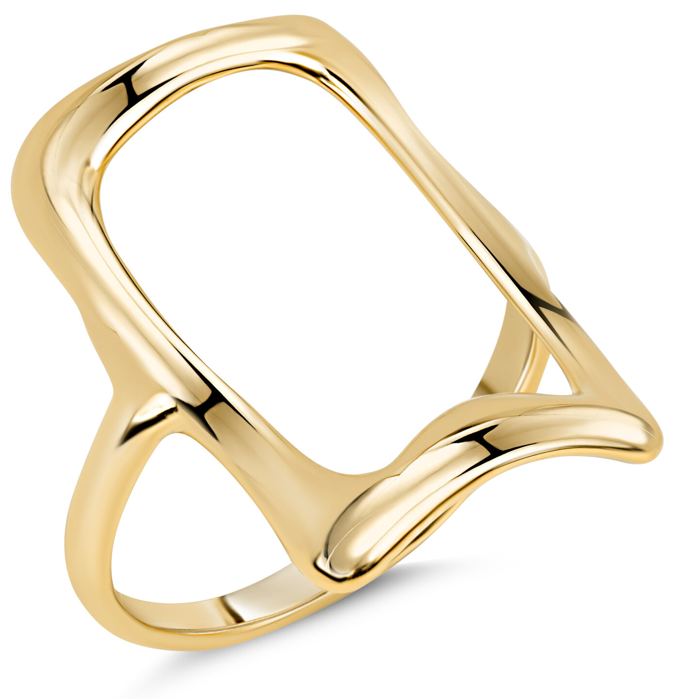 Charmin's Goudkleurige Chunky Ring met Open Rechthoek Staal R1771 – Kracht en Ruimte