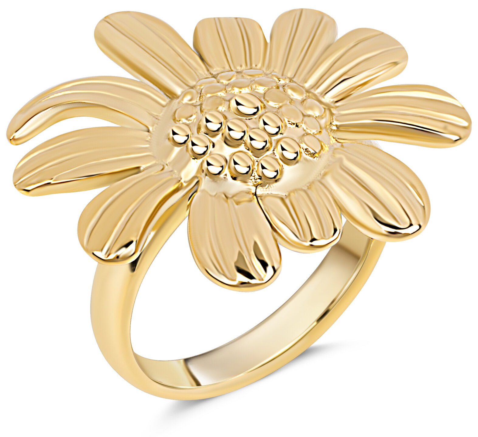Charmin's Goudkleurige Chunky Ring met Bloem R1789 – Trendy en Licht