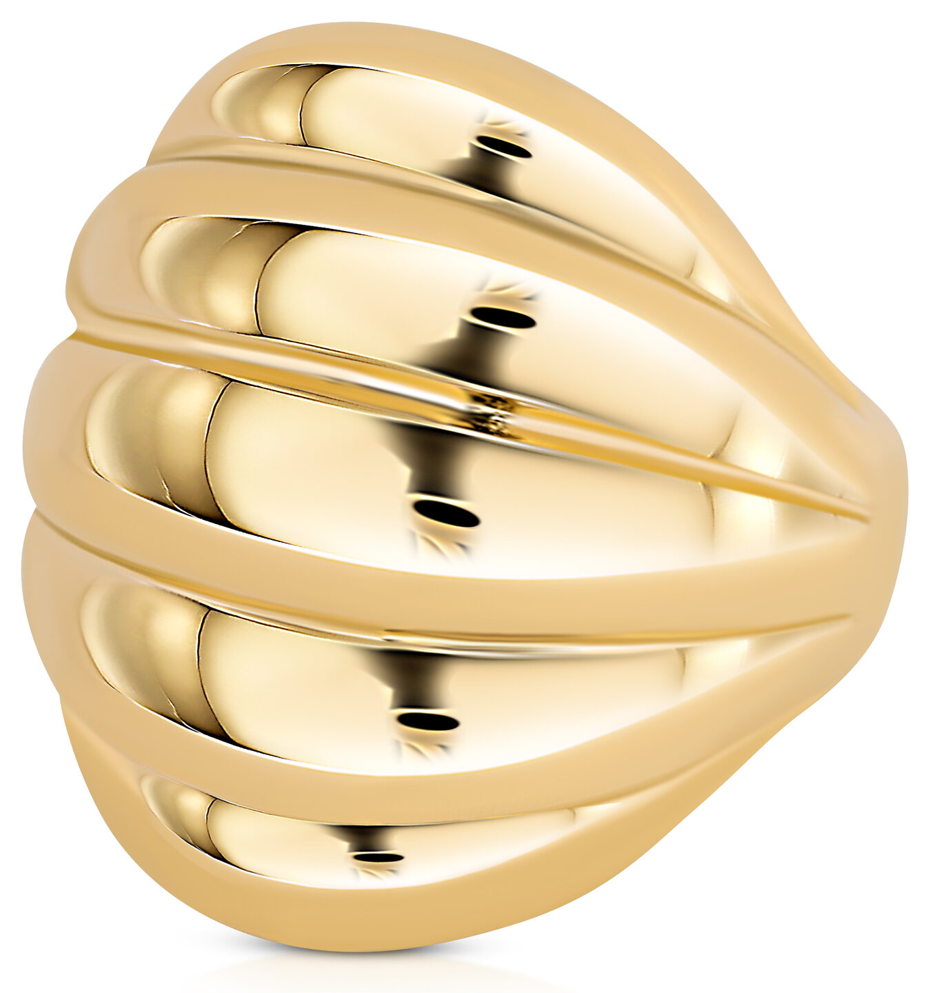 Charmin&#039;s Goudkleurige Chunky Ring met Ovale Bolvorm R1785 &ndash; Licht en Statement
