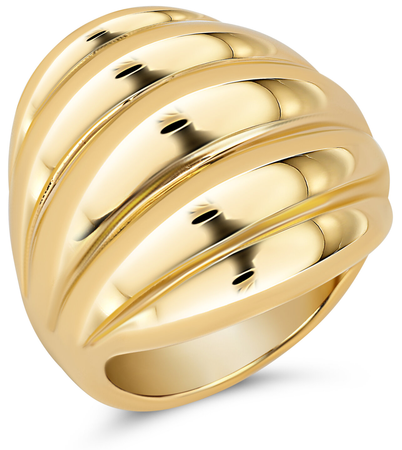 Charmin&#039;s Goudkleurige Chunky Ring met Ovale Bolvorm R1785 &ndash; Licht en Statement
