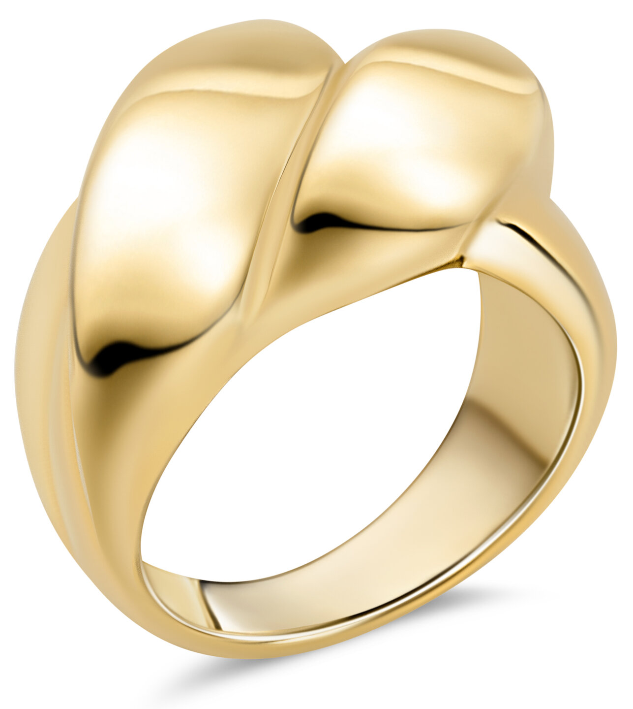 Charmin's Goudkleurige Chunky Ring met Gedraaide Vlecht Staal R1795 – Tijdloos en Stoer