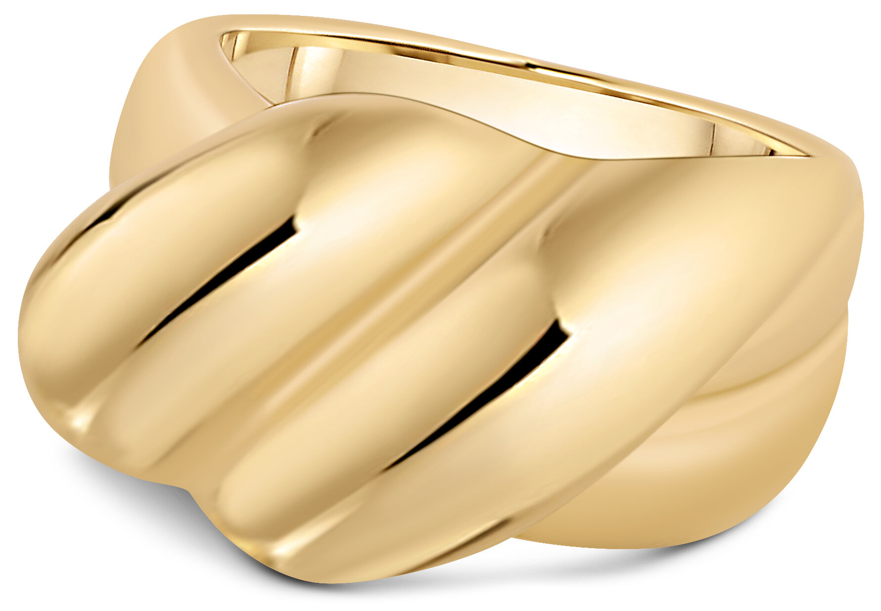 Charmin's Goudkleurige Chunky Ring met Gedraaide Vlecht Staal R1795 – Tijdloos en Stoer