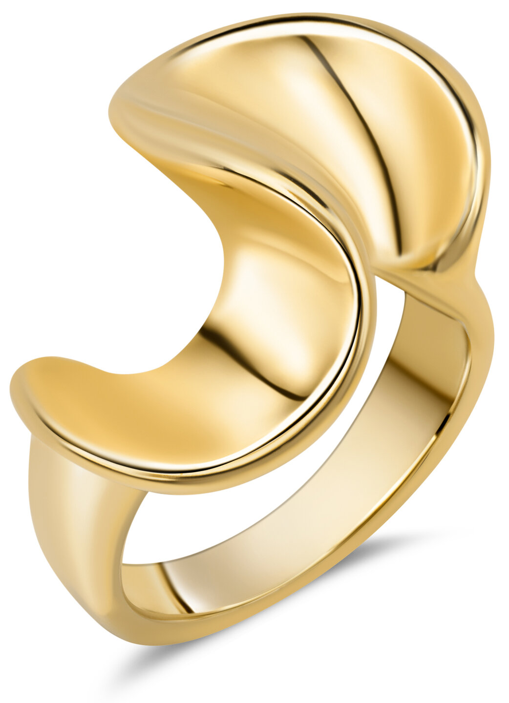 Charmin's Goudkleurige Chunky Ring met Swirl-Krul Staal R1783 – Speels en Uniek