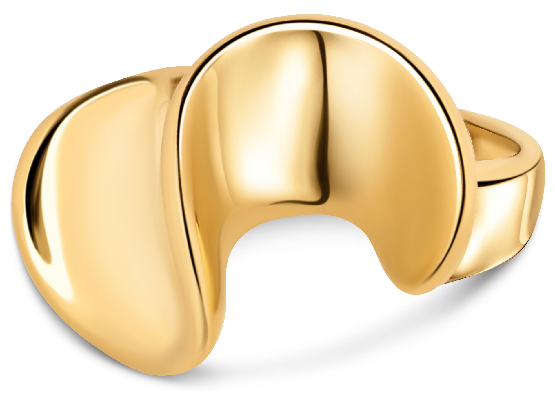 Charmin's Goudkleurige Chunky Ring met Swirl-Krul Staal R1783 – Speels en Uniek