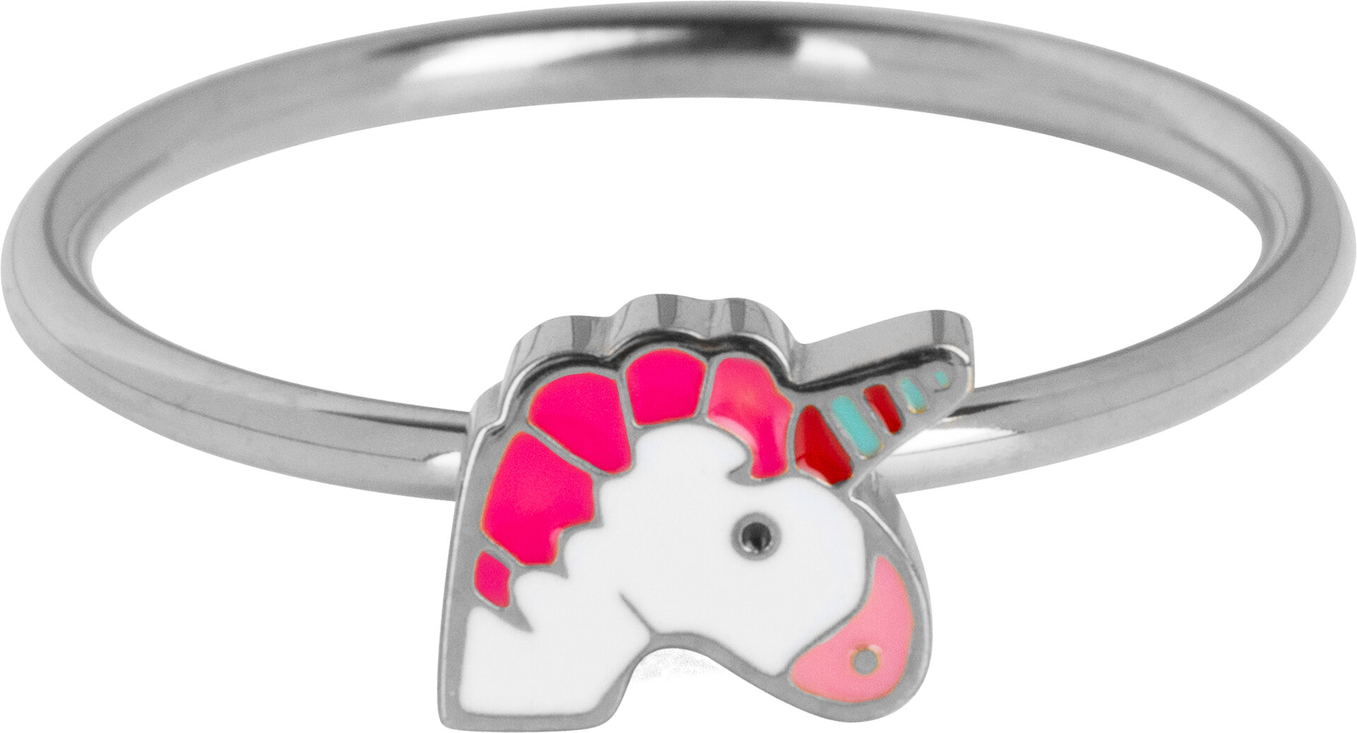 KIDZ Kinderring Staal met Unicorn Hoofdje KR198 – Magisch en Kleurrijk