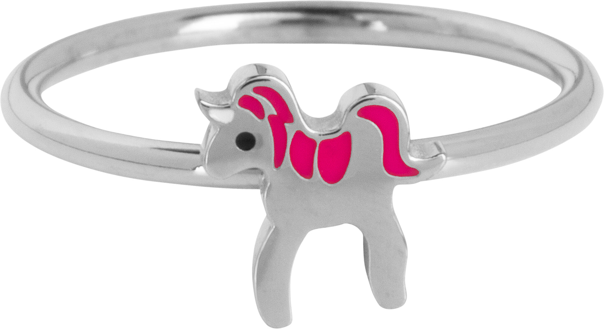 KIDZ Kinderring Staal Paardje met Roze Manen KR146 – Elegant en Klassiek