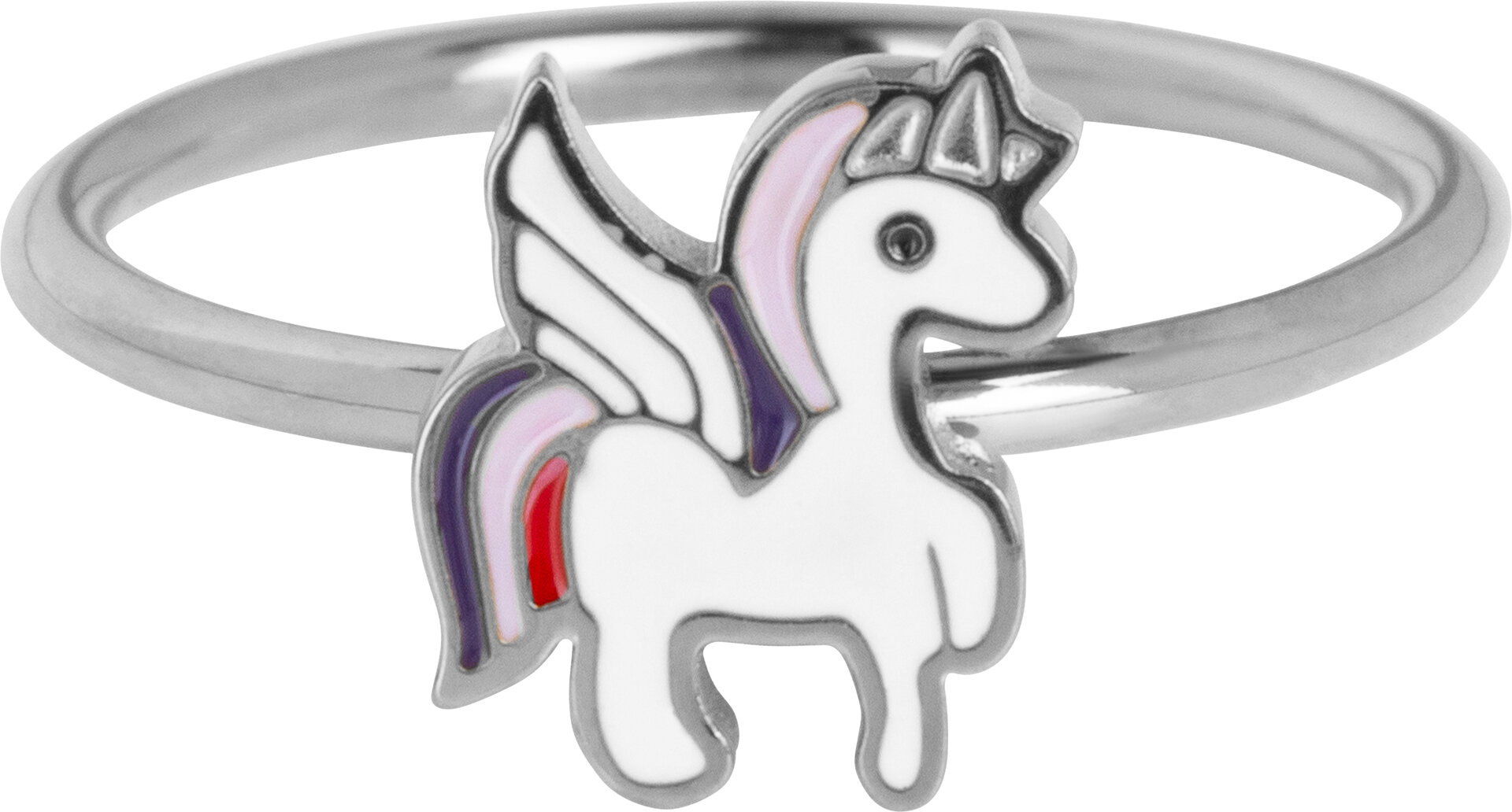 KIDZ Kinderring Staal met Unicorn en Vleugels KR194 – Magisch en Speels