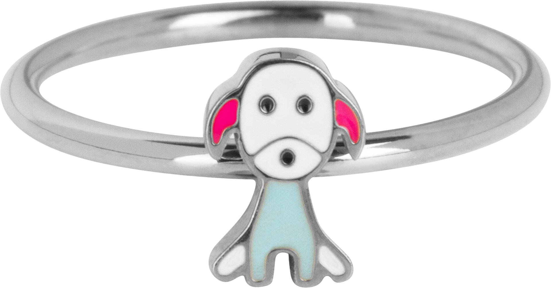 Bague enfant KIDZ en acier avec adorable chien assis KR206 - Adorable et mignon