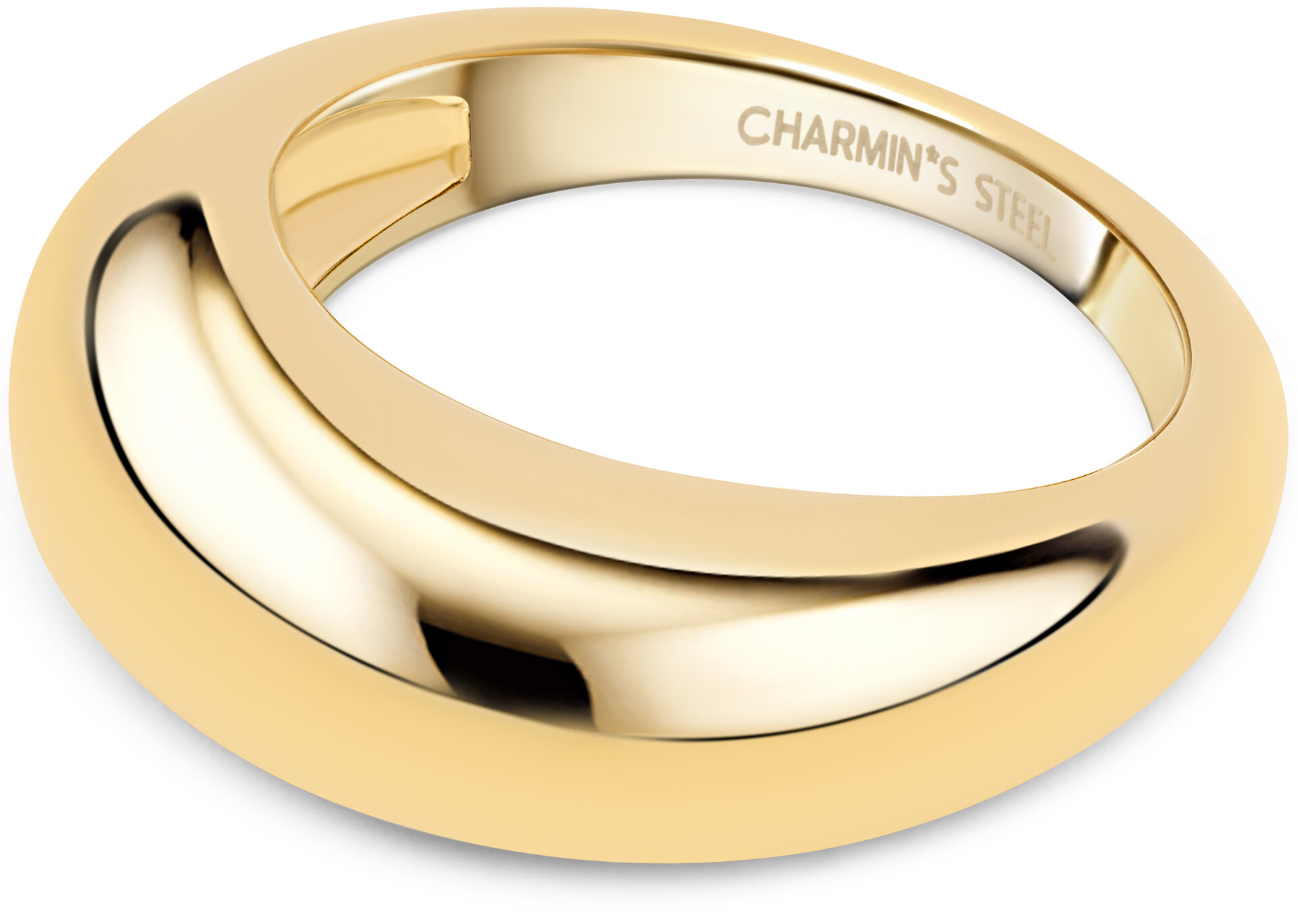 Charmin’s Goudkleurige Chunky Ring met Ovale Hoek Vorm Staal R1787 – Elegant en Stoer