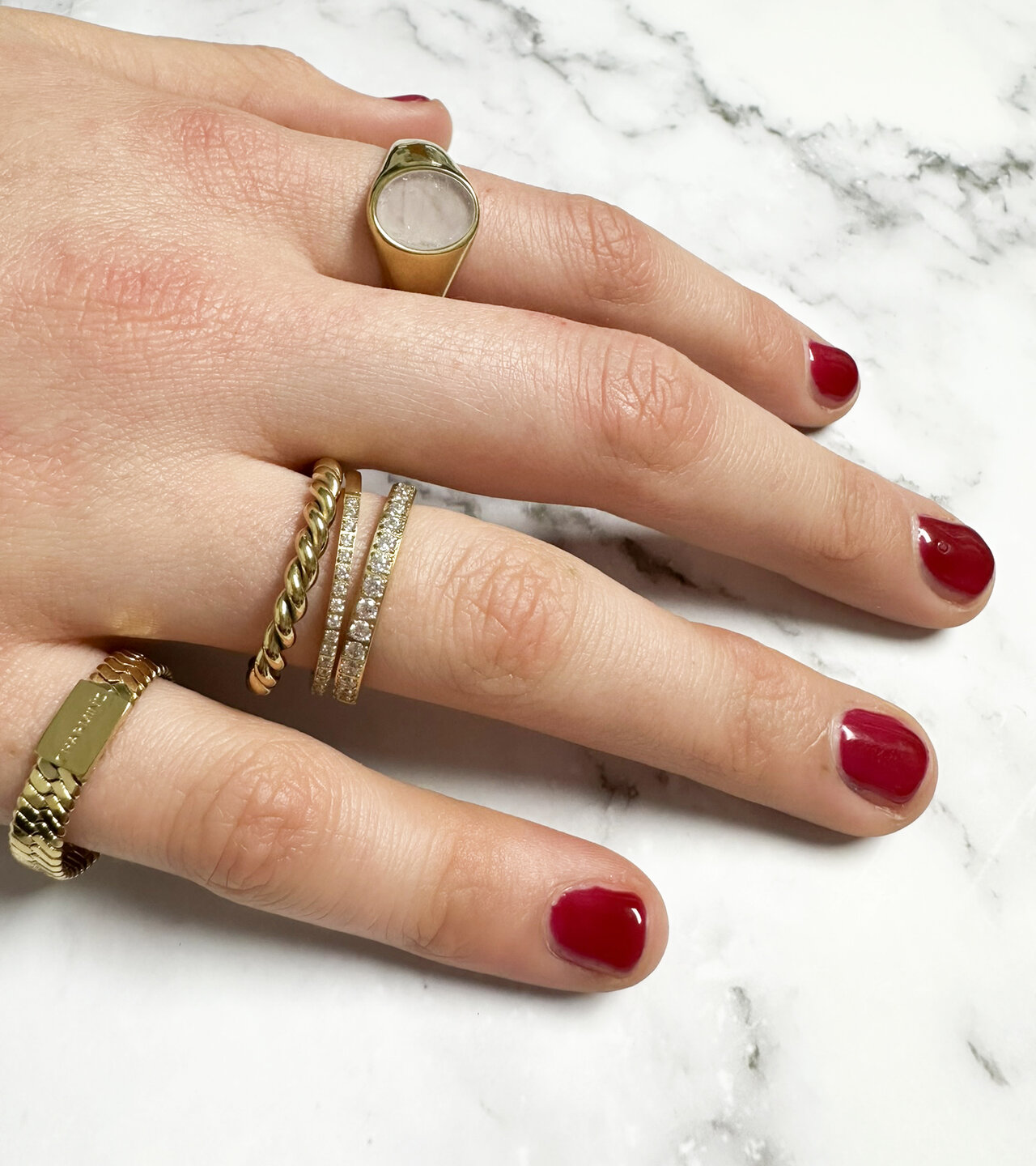 Charmin's Gold-Colored Stacking Ring Alliance White Crystal 2.9MM Steel R1473