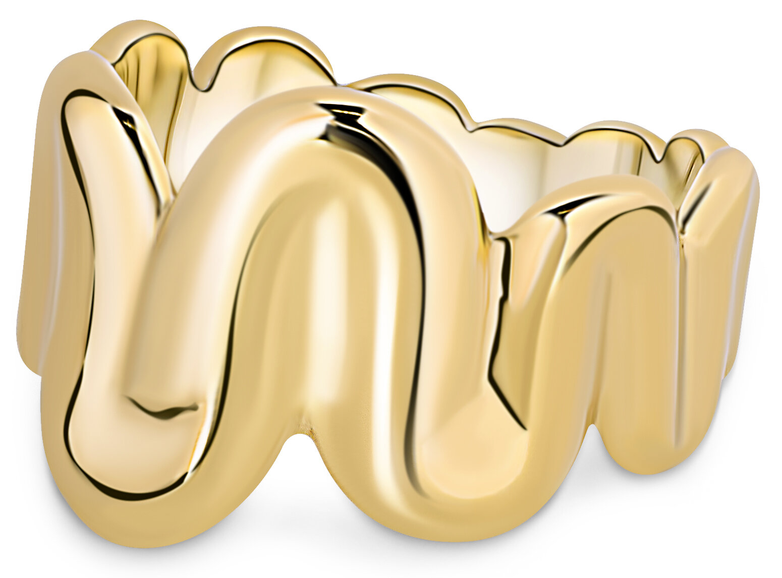 Charmin&#039;s Goudkleurige Chunky Ring met Wave-Design R1784 &ndash; Vloeiend en Krachtig
