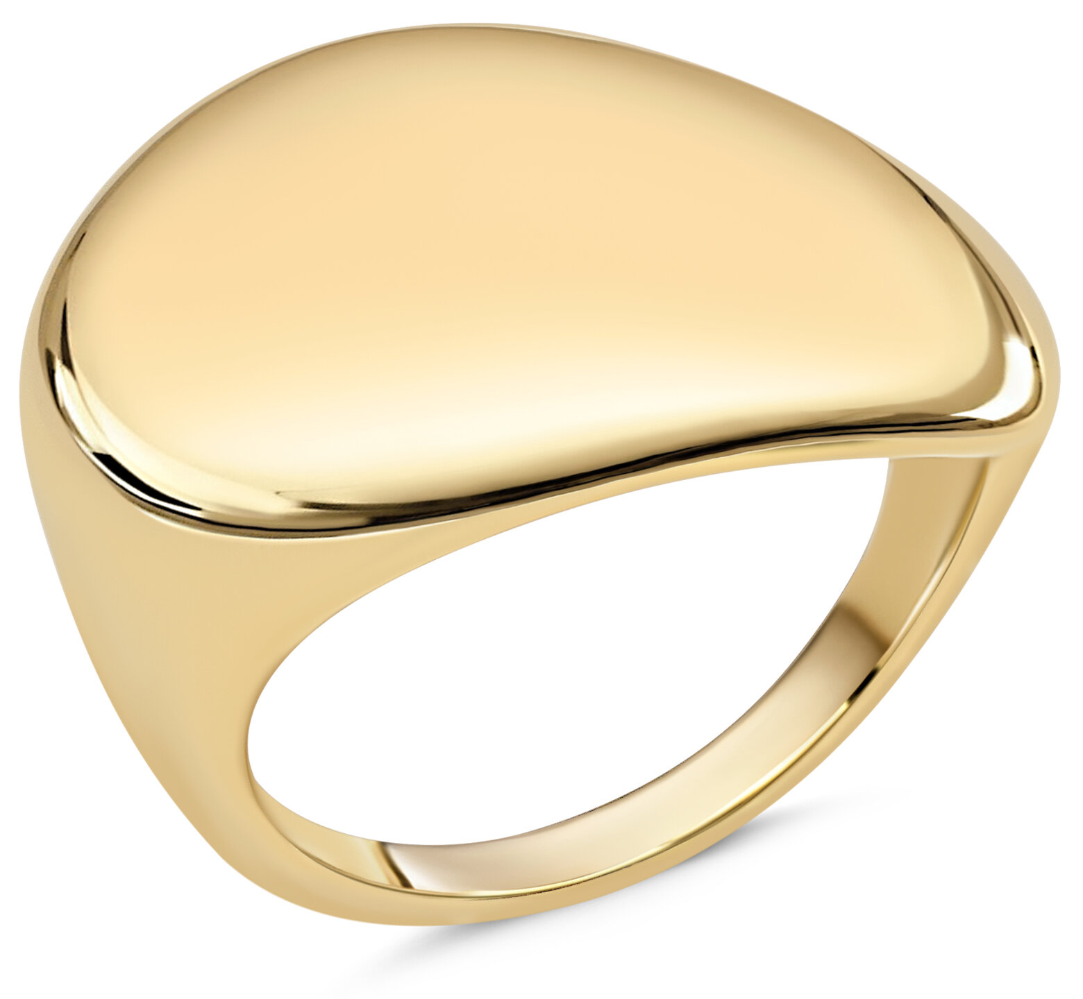 Charmin's Goudkleurige Chunky Ring met Diagonale Bol Staal R1800 – Krachtig en Elegant