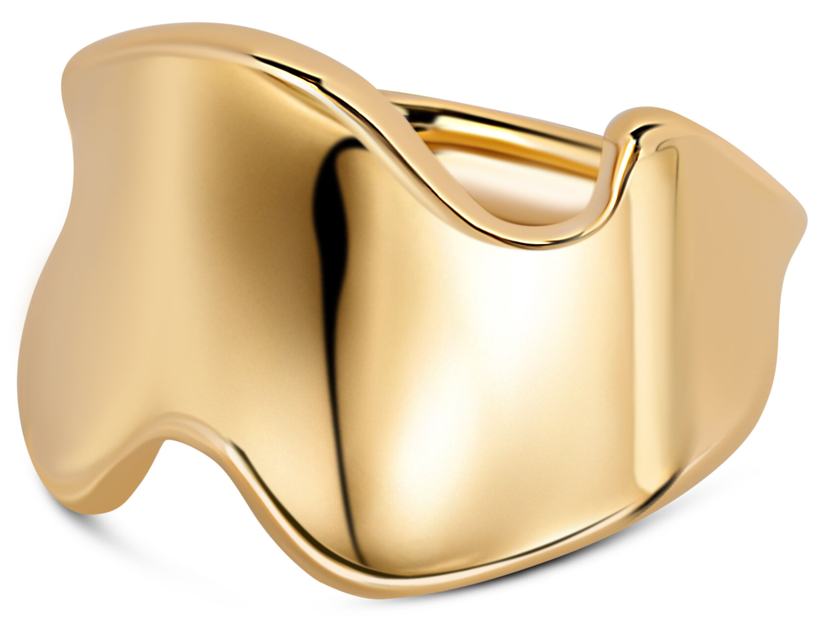 Charmin's Goudkleurige Chunky Ring met Gedraaide Golf Staal R1799 – Dynamisch en Stijlvol B. Korte productomschrijving: