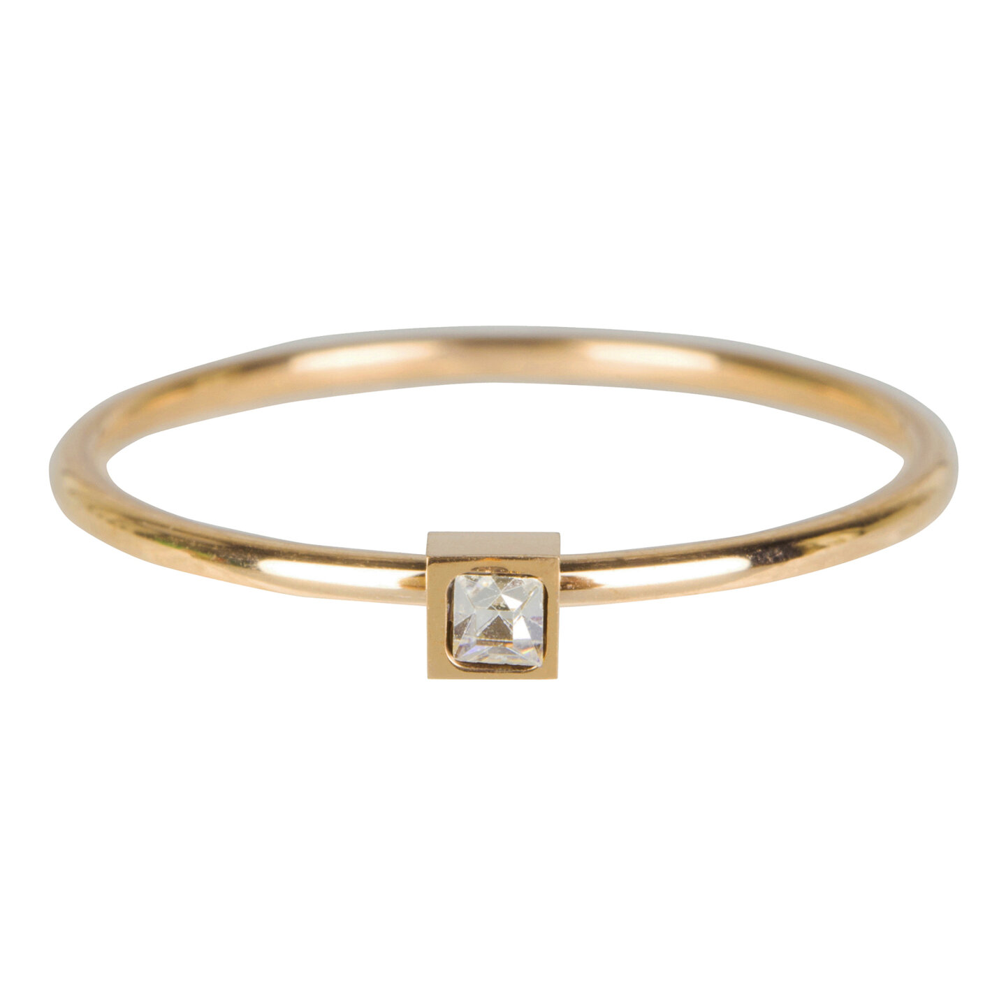 Charmin’s goudkleurige stapelring R501 Stylish Square goldplated staal