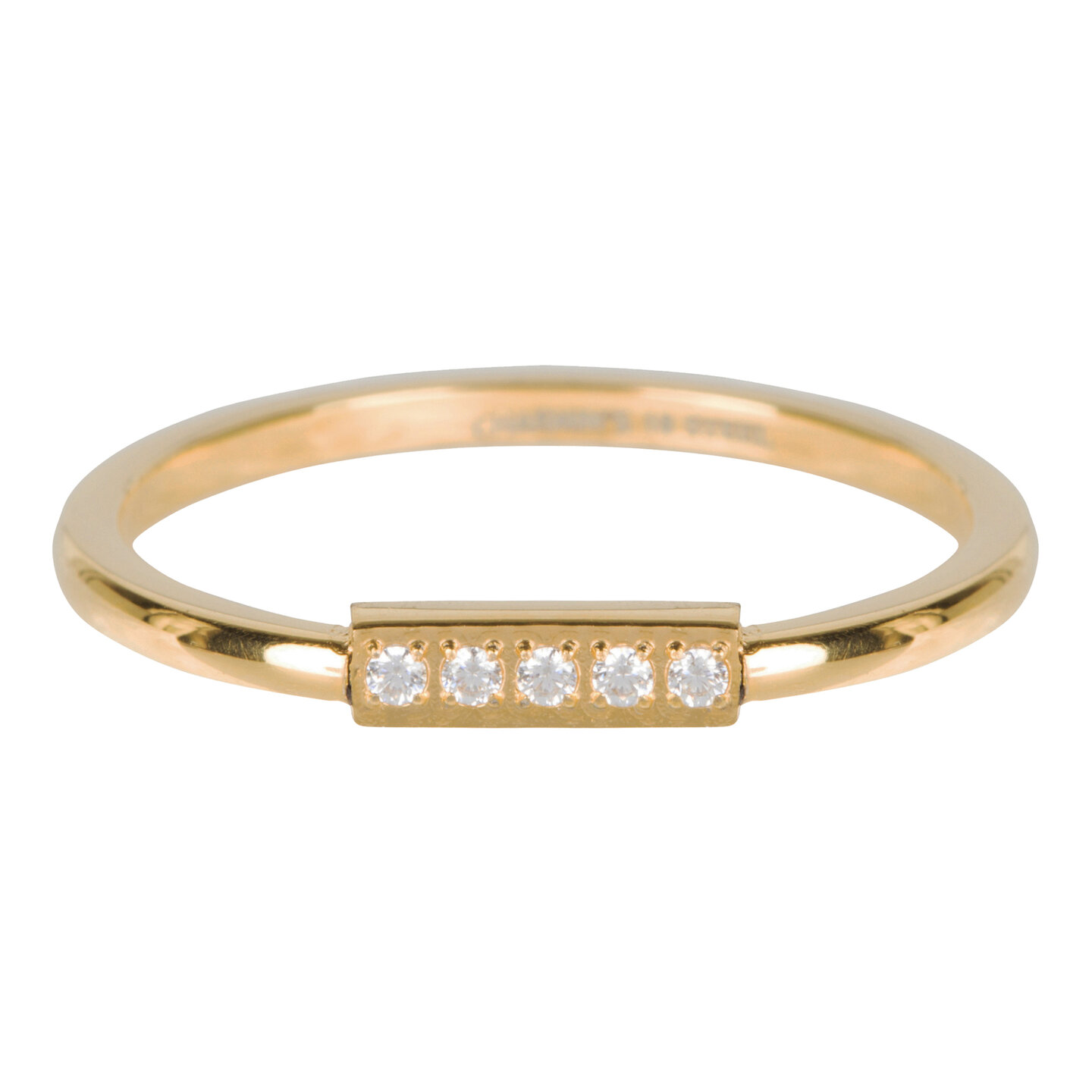 Charmin’s goudkleurige stapelring R541 Tube Crystal goldplated staal