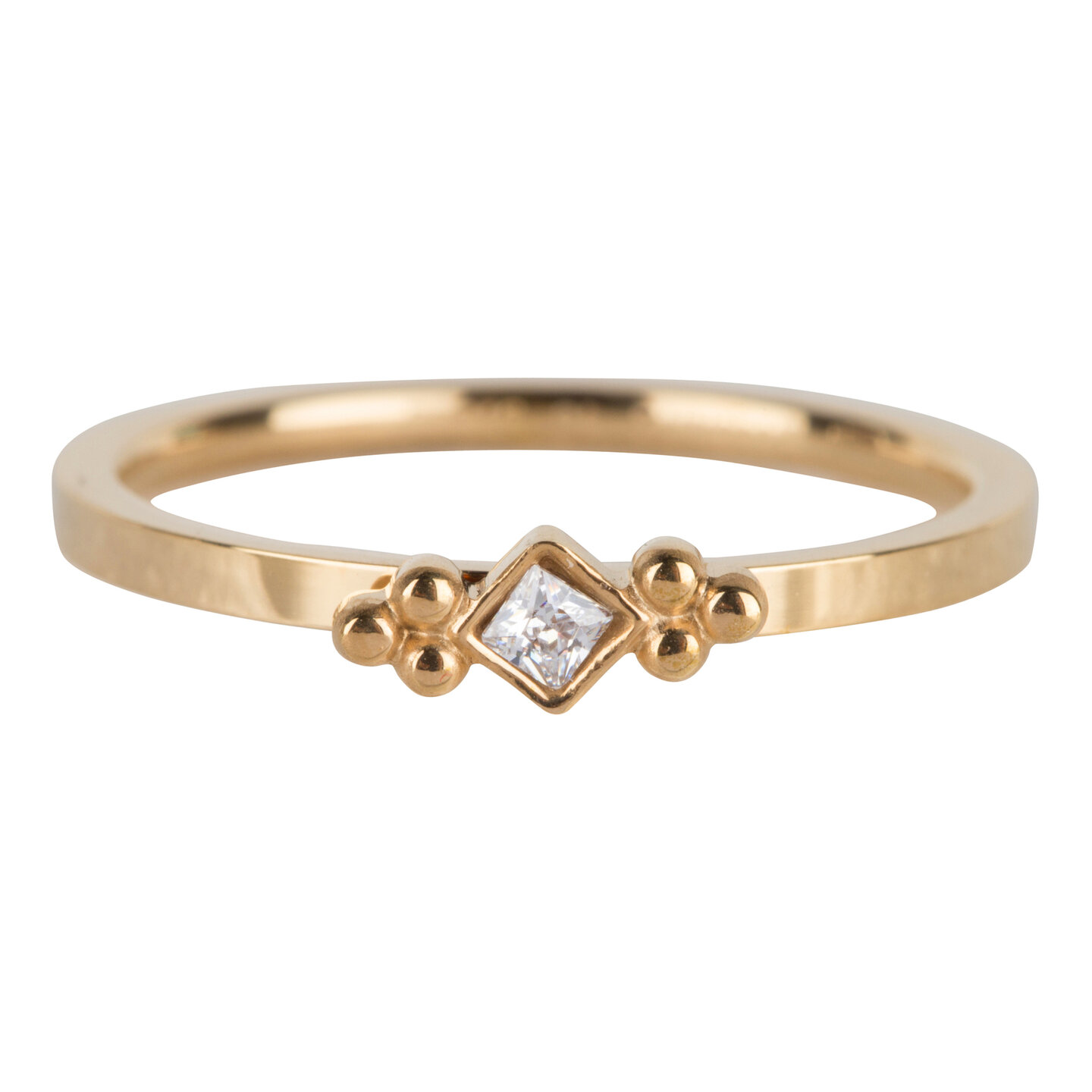 R616 Royal Square Gold Steel Crystal CZ