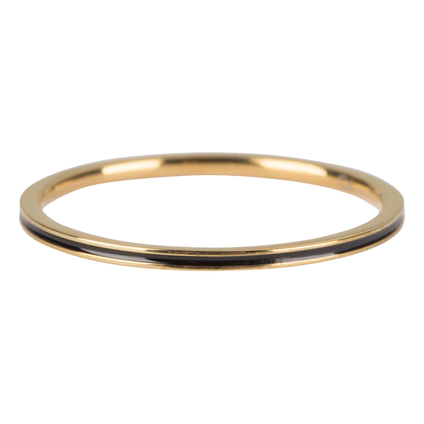 Charmin’s goudkleurige stapelring R699 Petite goldplated Black Enamel staal