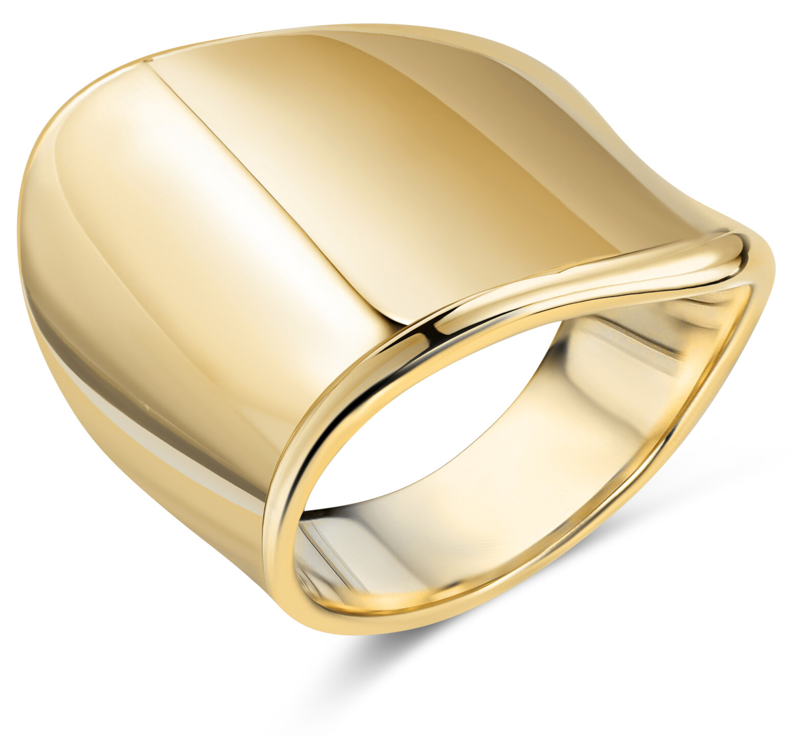 Bague épaisse couleur or de Charmin avec forme diagonale en acier R1791 – Moderne et avant-gardiste