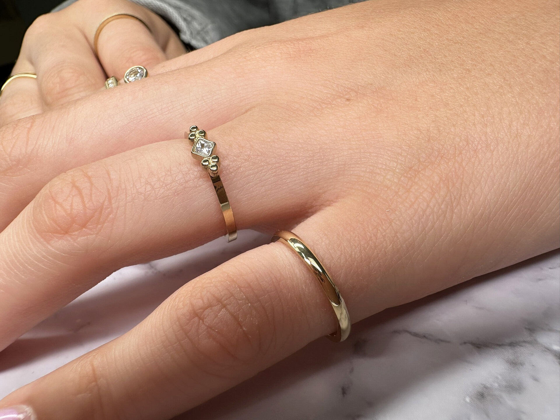 R616 Royal Square Gold Steel Crystal CZ