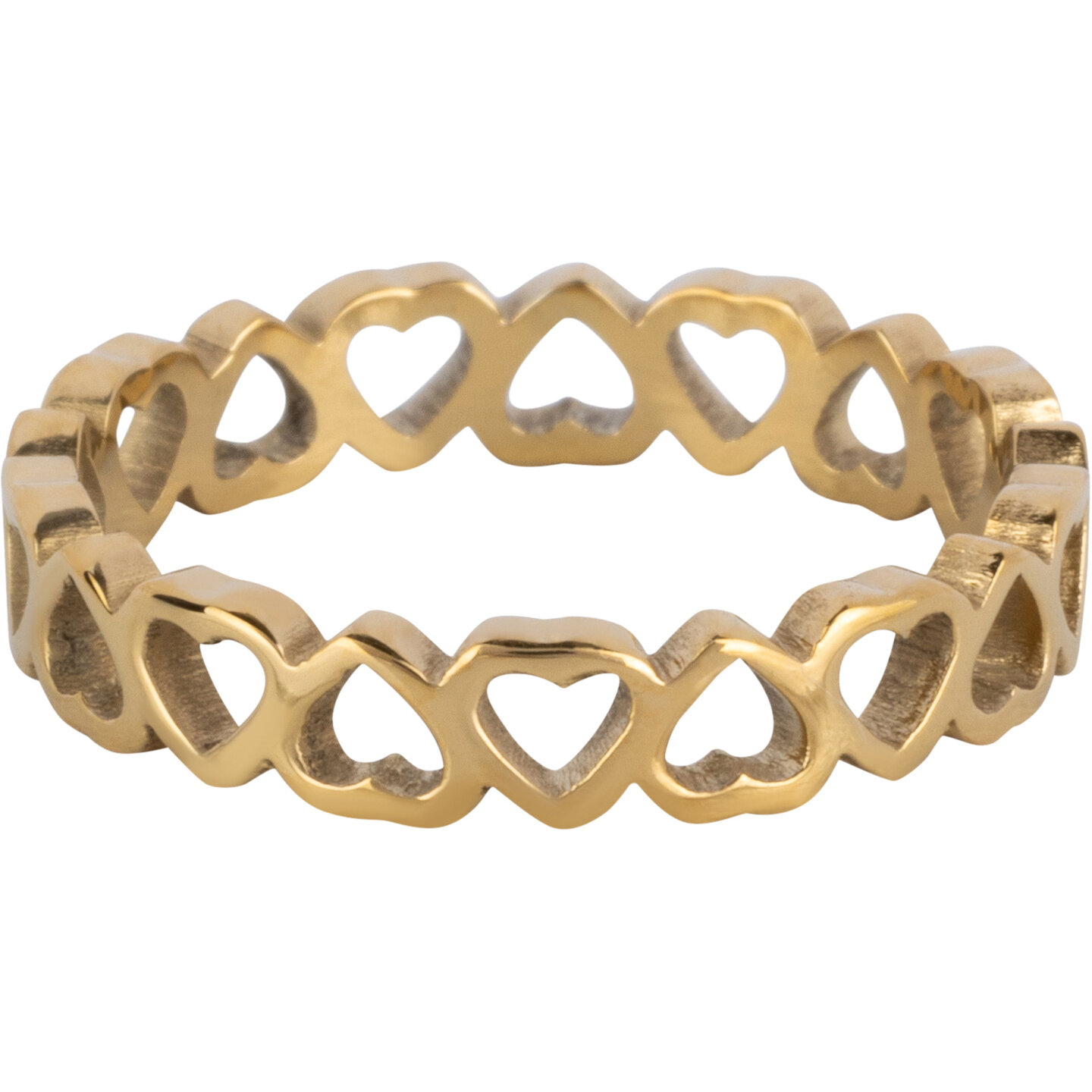 Charmin&#039;s Goudkleurige Ring met Open Hartjesdesign Staal R1548 &ndash; Romantisch en Speels