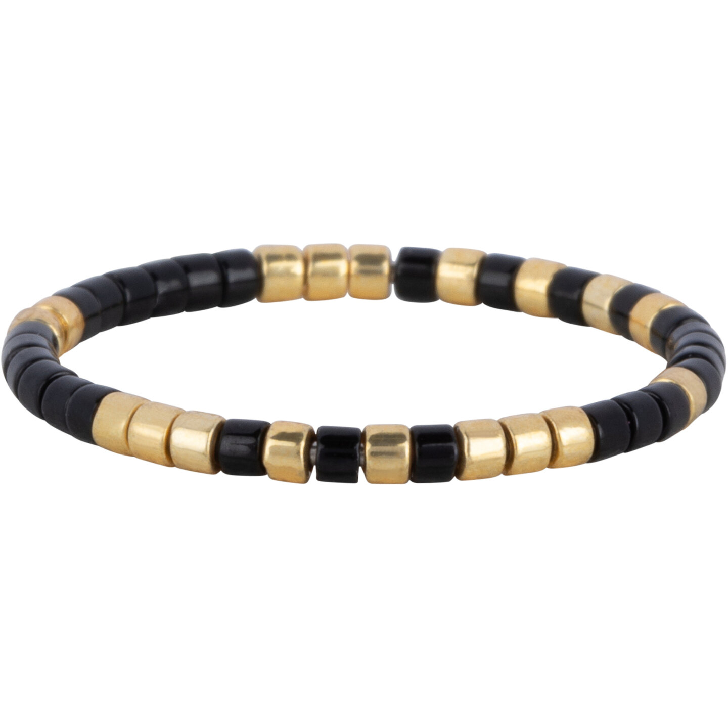 Charmin's Miyuki Beads Gold Black Anxiety Fidget Ring R1537