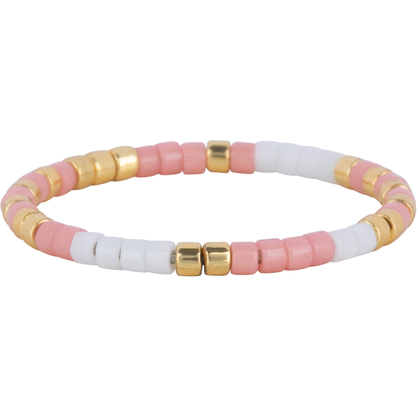 Charmin's Miyuki Beads Gold Wit Roze Anxiety Fidget Ring R1536