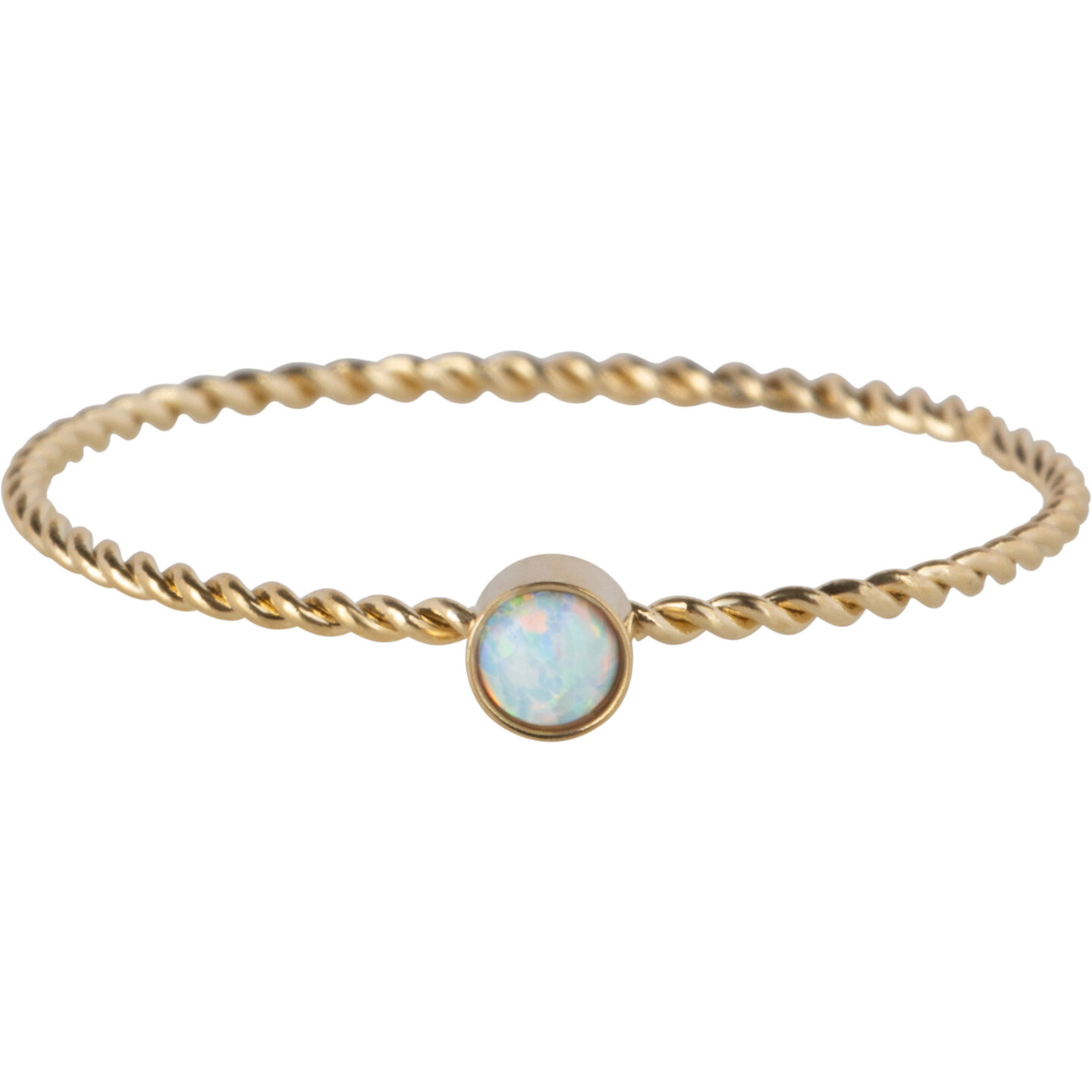 Charmin's Godkleurig Gedraaide Birthstone Ring Opaal Staal R1461