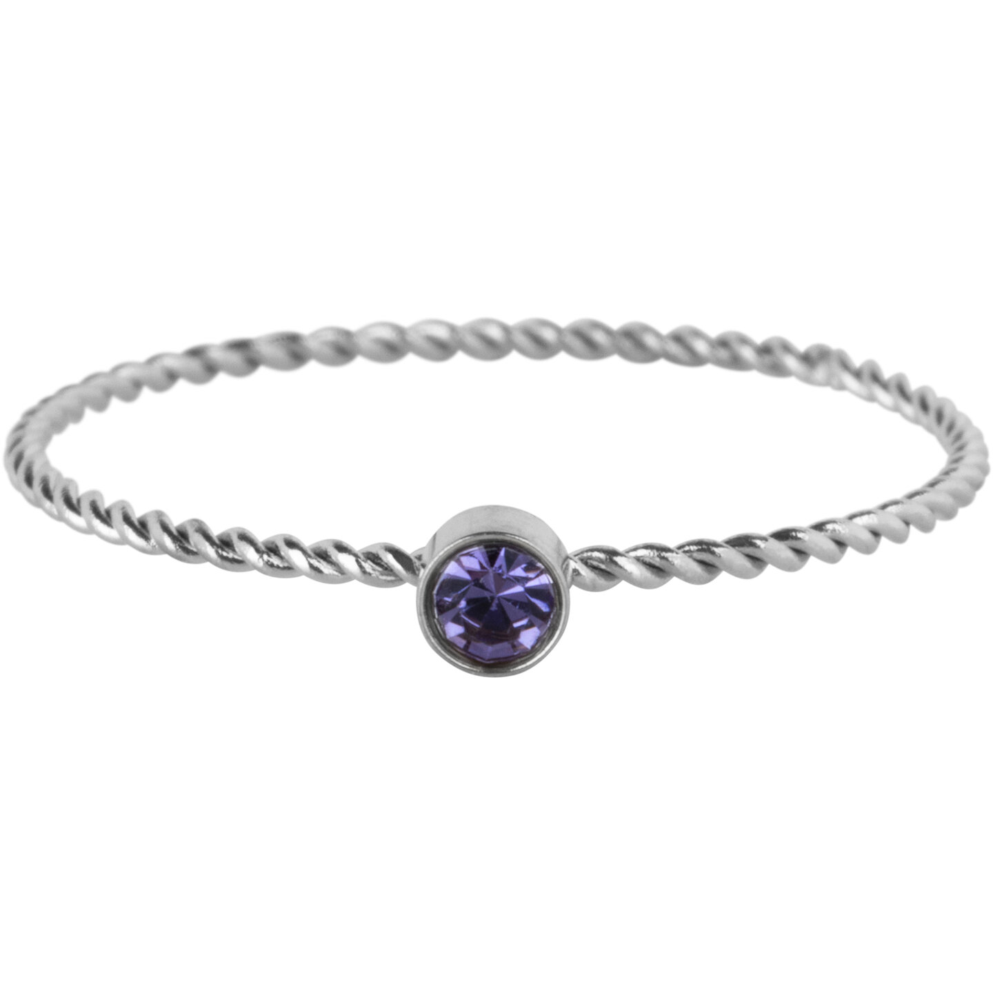 Charmin's Gedraaide Birthstone ring Lila Paars Kristal Staal R1452
