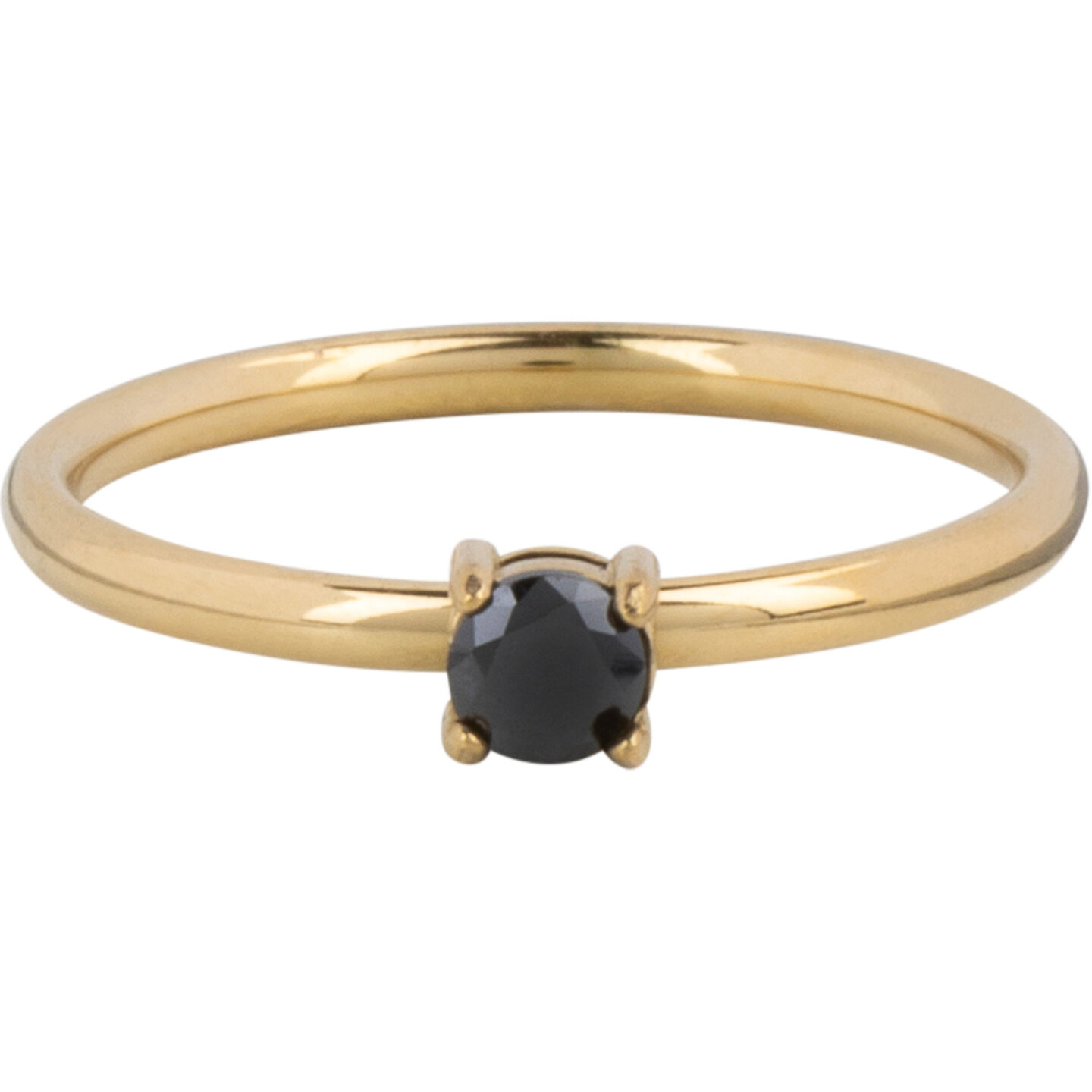 Charmin’s Klassieke Solitair 1,9mm Ring Zwarte Steen Goud R1429