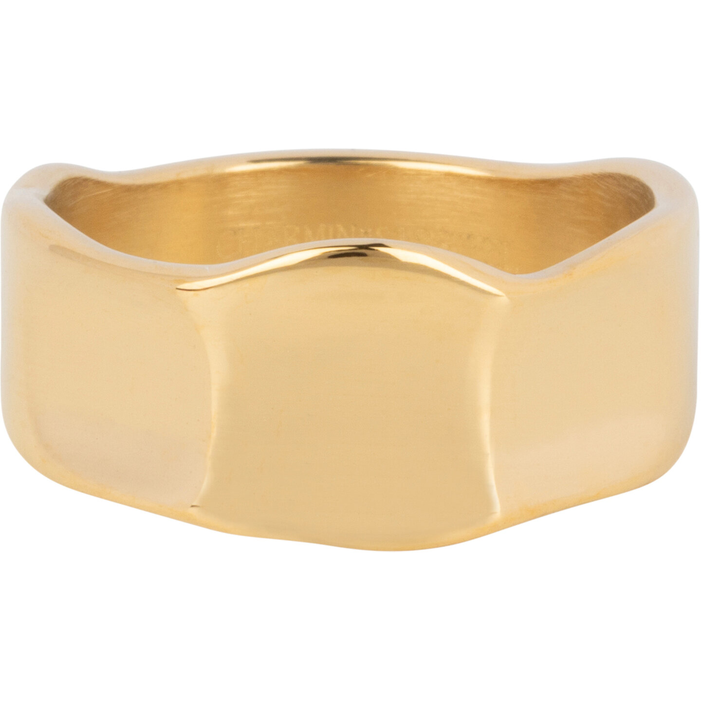Charmin&#039;s Goudkleurige Brede Moderne Fantasie Ring Staal R1391