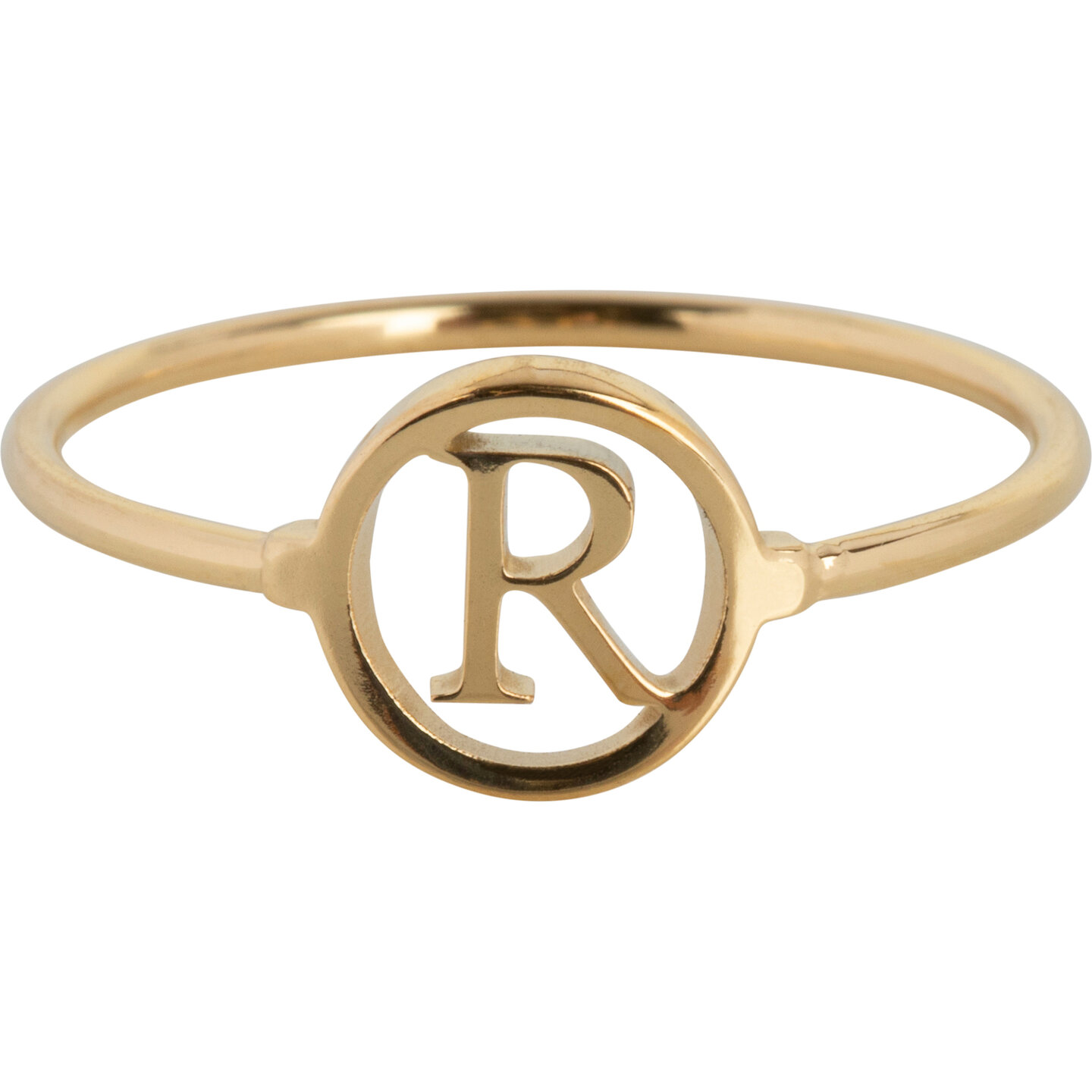 Charmin's Initials Open Round Signet Ring Goldplated R1121 Letter R