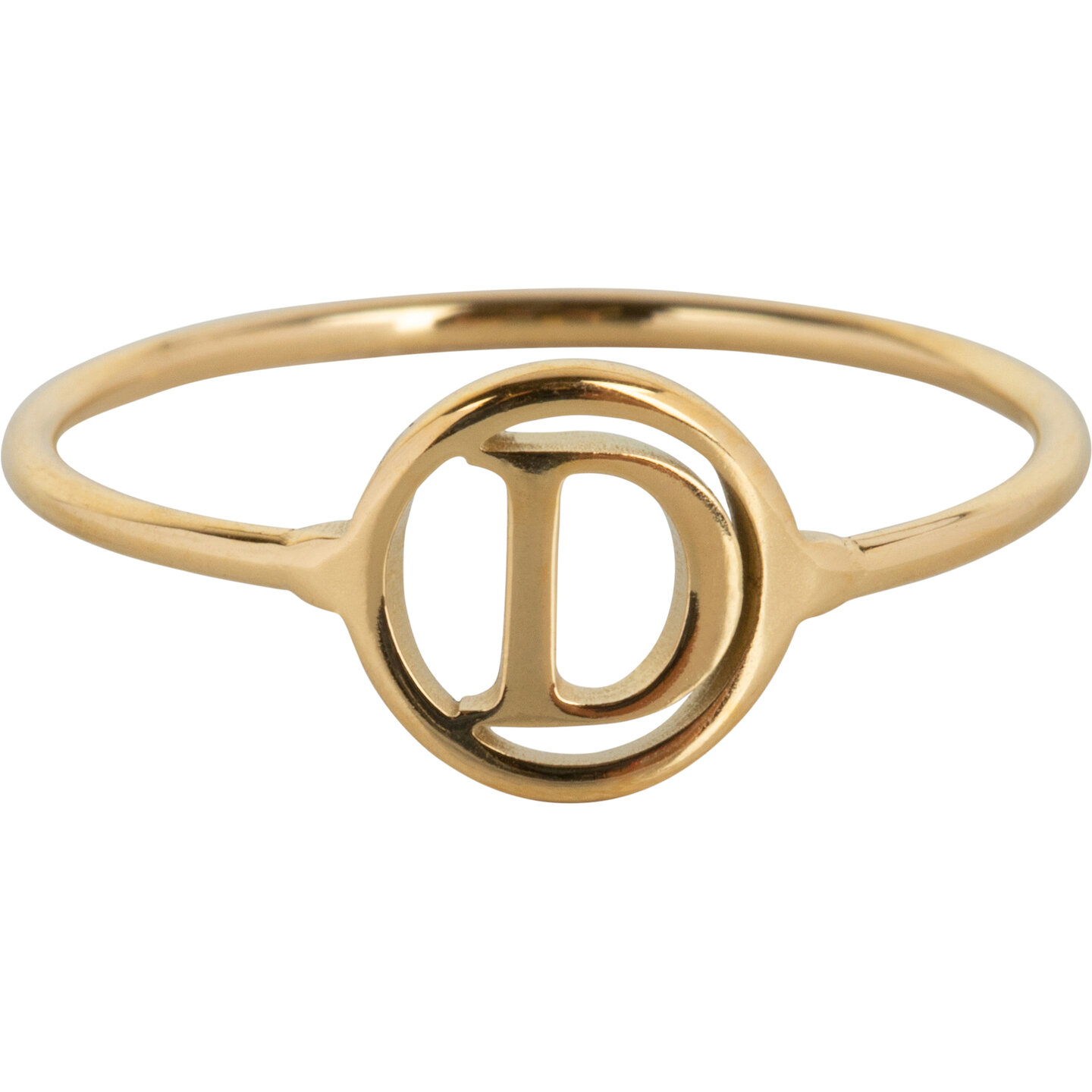 Charmin's Initials Open Round Signet Ring Goldplated R1121 Letter D