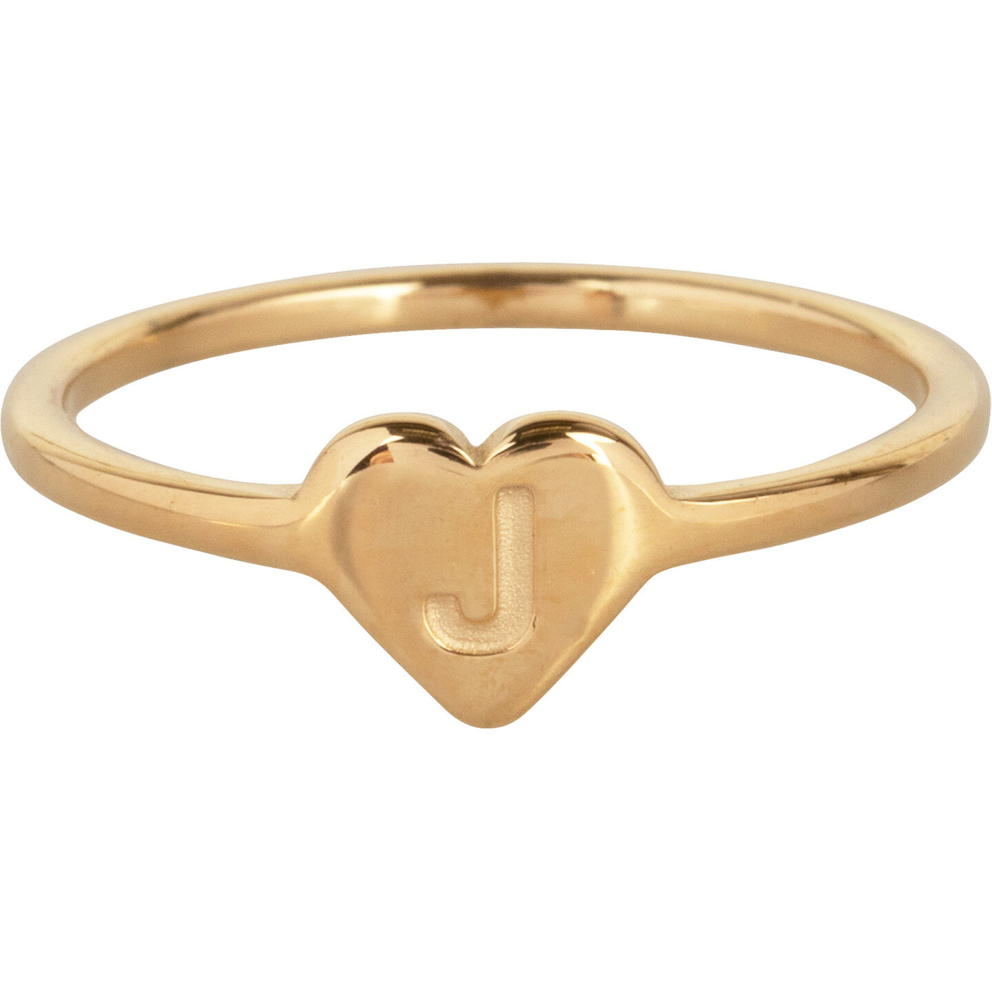 Charmin’s initialen zegelring hartje Goldplated R1015-J Letter J