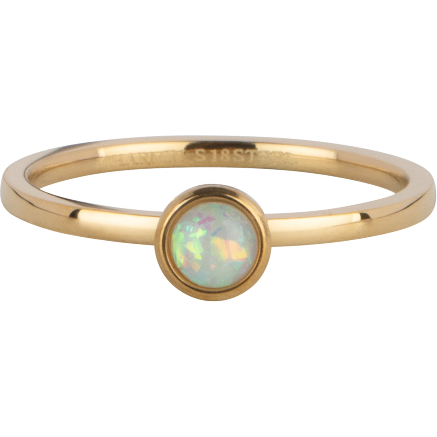 Charmin&#039;s Gold Ring Geburtsstein Oktober Opal/ Turmalin Stahl Ikonisch R1610