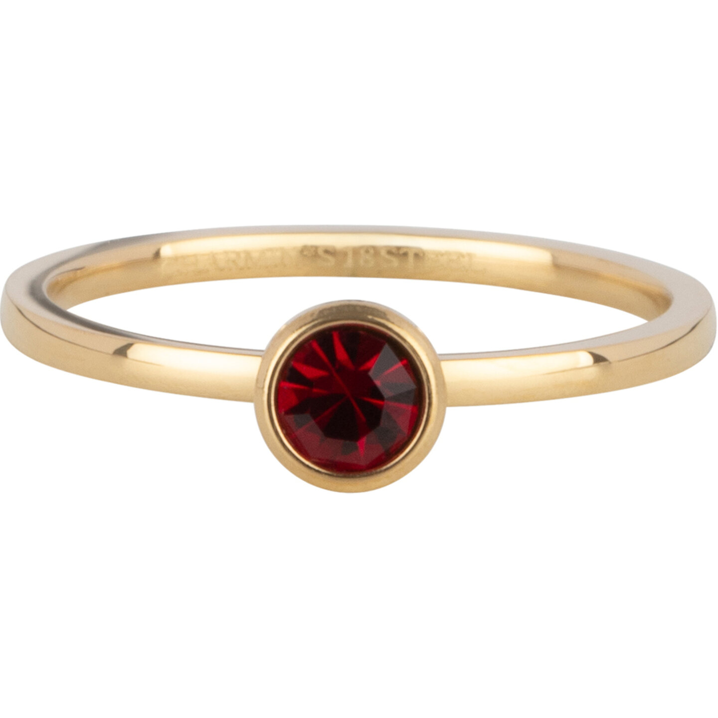 CCharmin&#039;s Ring, Gold, Geburtsstein Januar, Granat, roter Kristall, Stahl, runder Stein, 4 mm, R1592