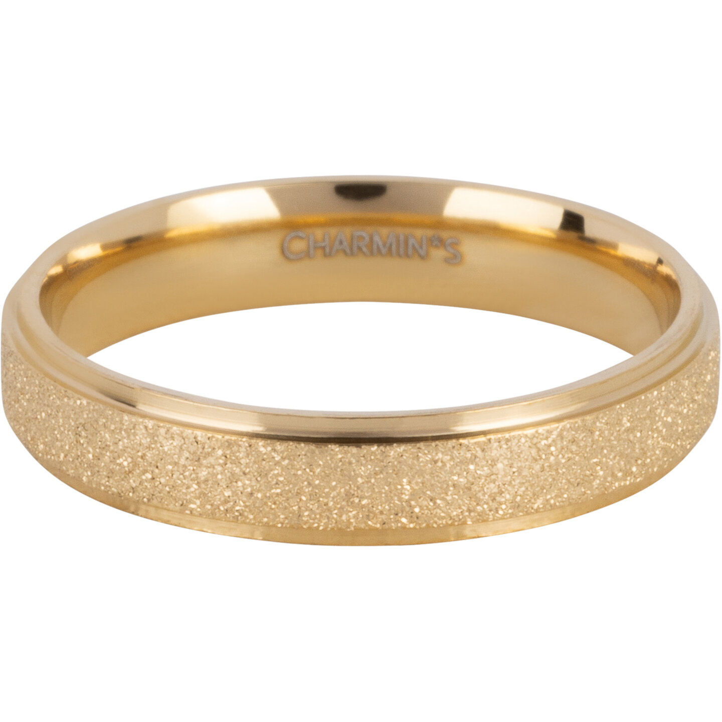 Charmin&rsquo;s Goudkleurige stapelring R1550 Sanded and Shiny  Goudstaal