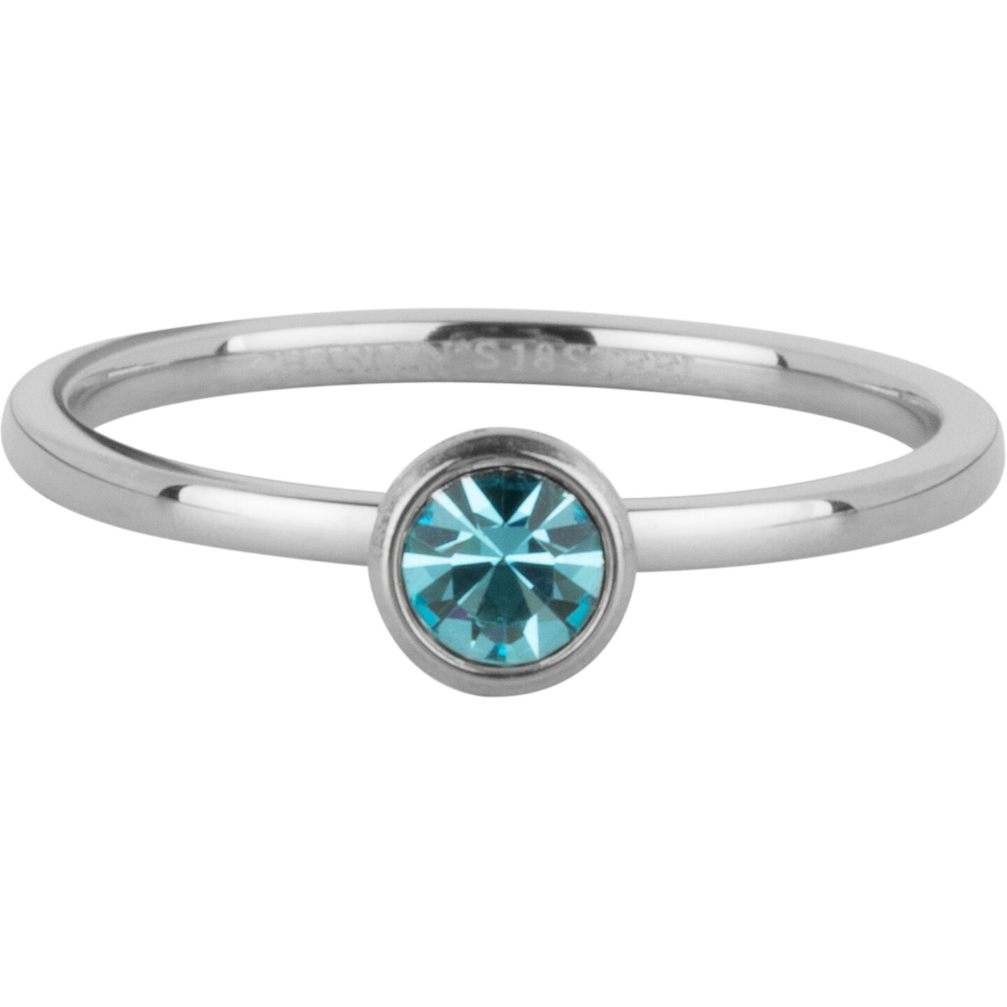 Charmin&#039;s Ring Birthstone March Light Blue Crystal Steel Iconic look R1595