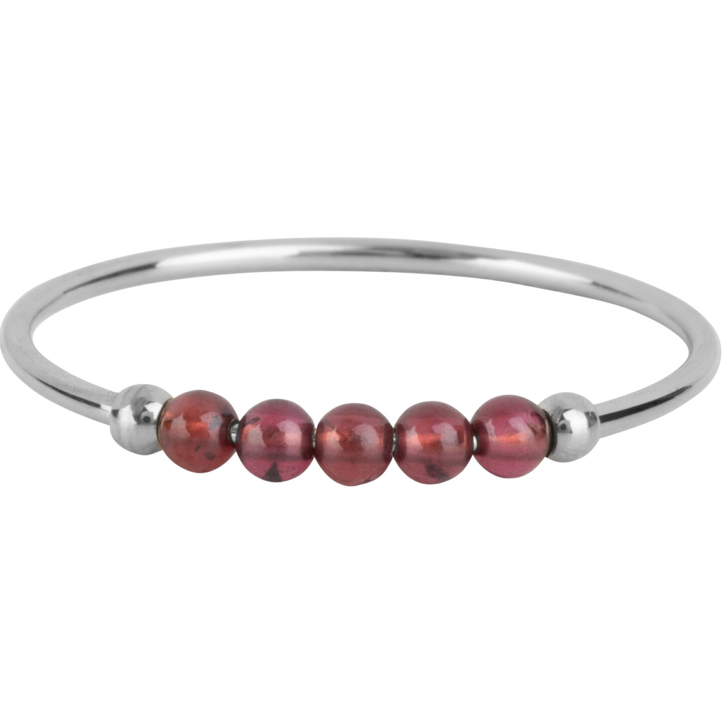 Charmin&#039;s Anxiety Ring NaturalStones Garnet Beads Steel R1320