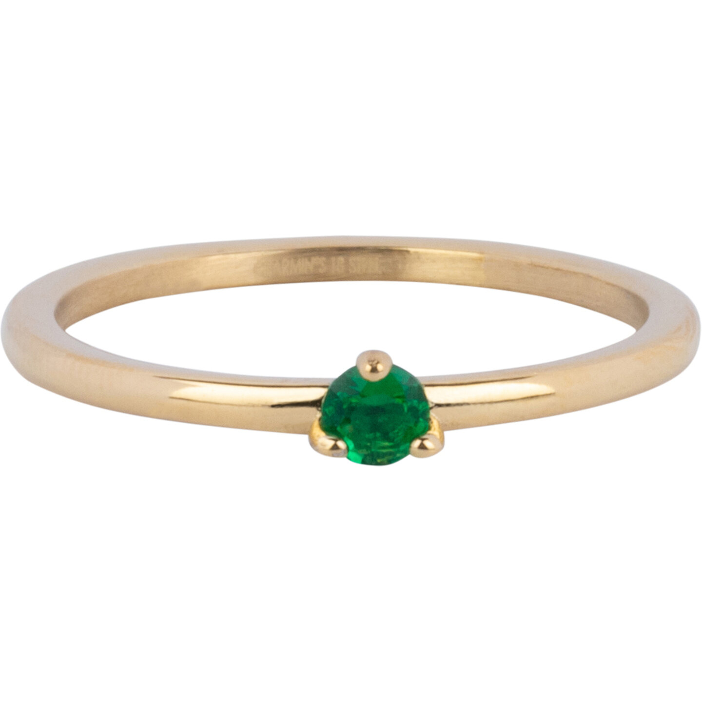 Charmin’s Driehoek Solitair Ring Groene Steen Goudkleurig Staal R1303