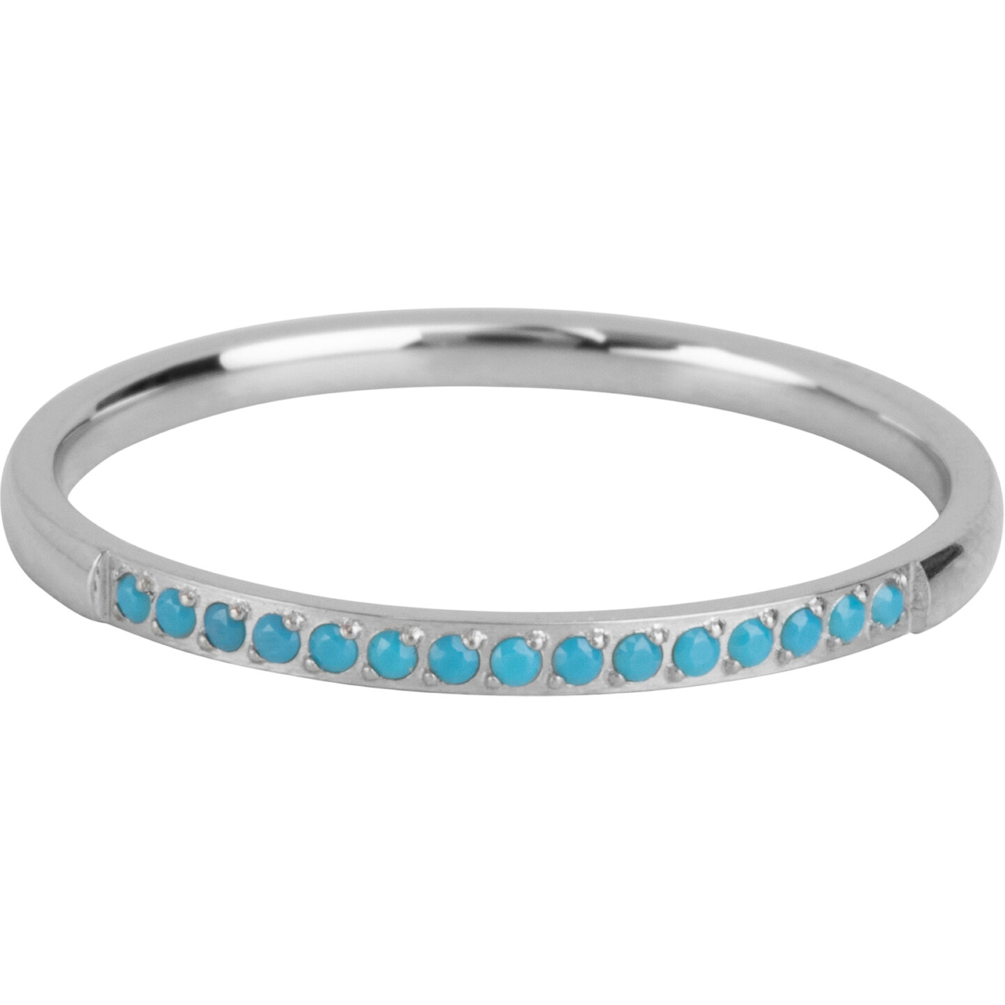 Charmin’s Stalen Stapelring Small Alliance Turquoise Crystals R1260