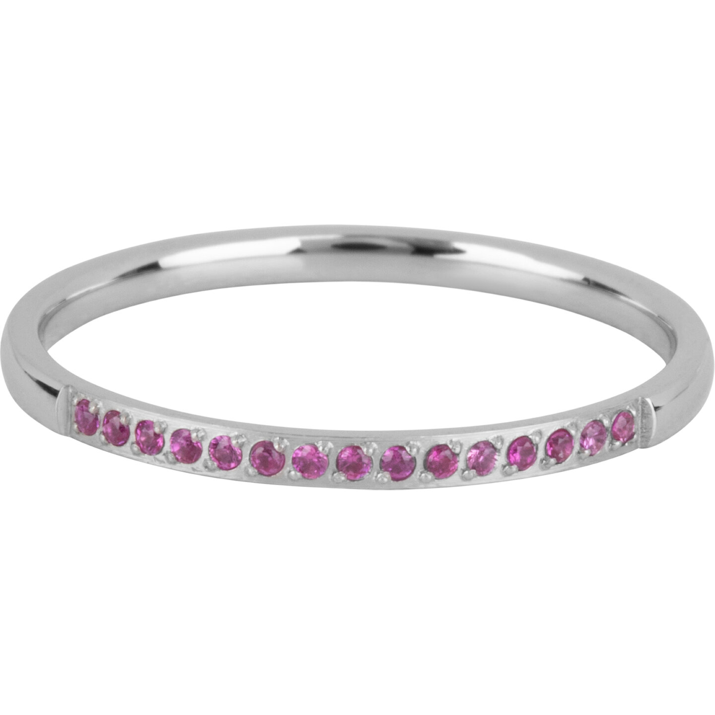Charmin’s Stalen Stapelring Small Alliance Pink-fuchsia Crystals R1256