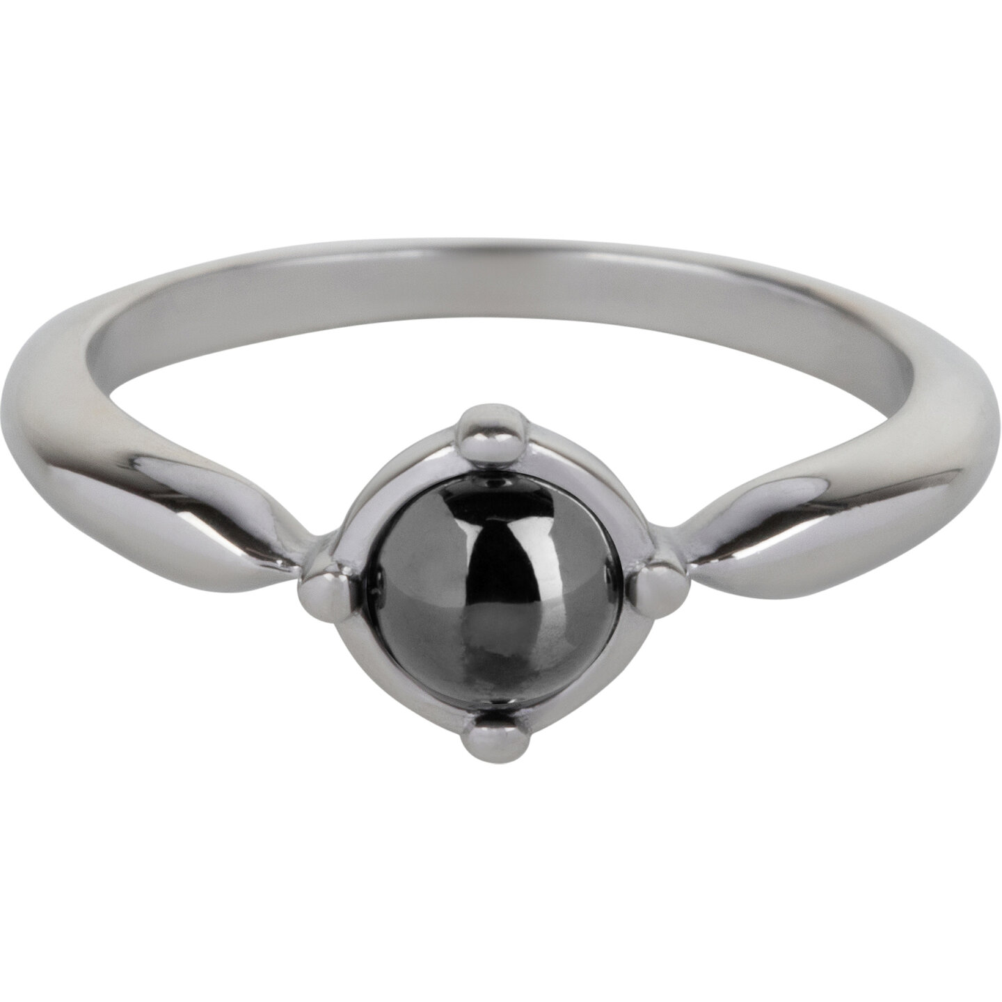 Charmin’s Ovale Elegante Zwarte Hematiet Ring Staal R1167