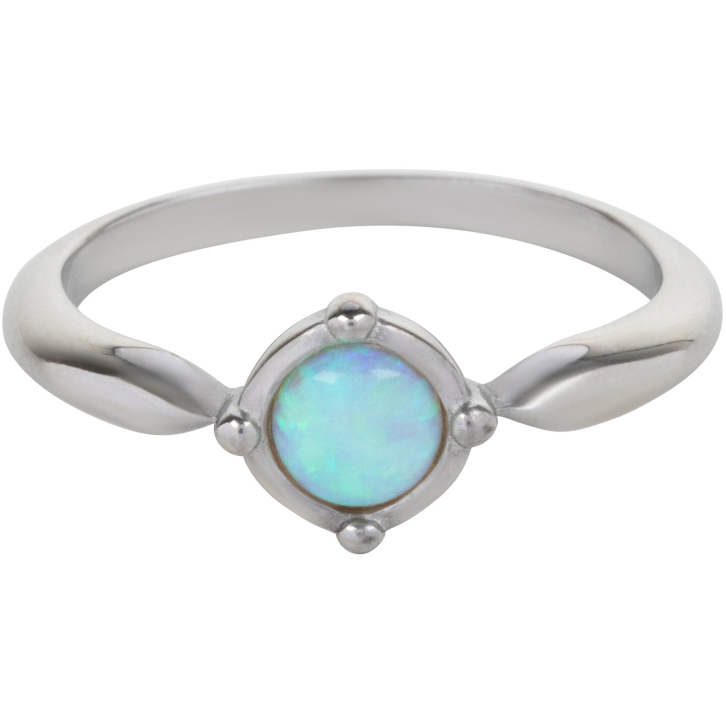 Charmin's Round Steel Ring with Opal R1163