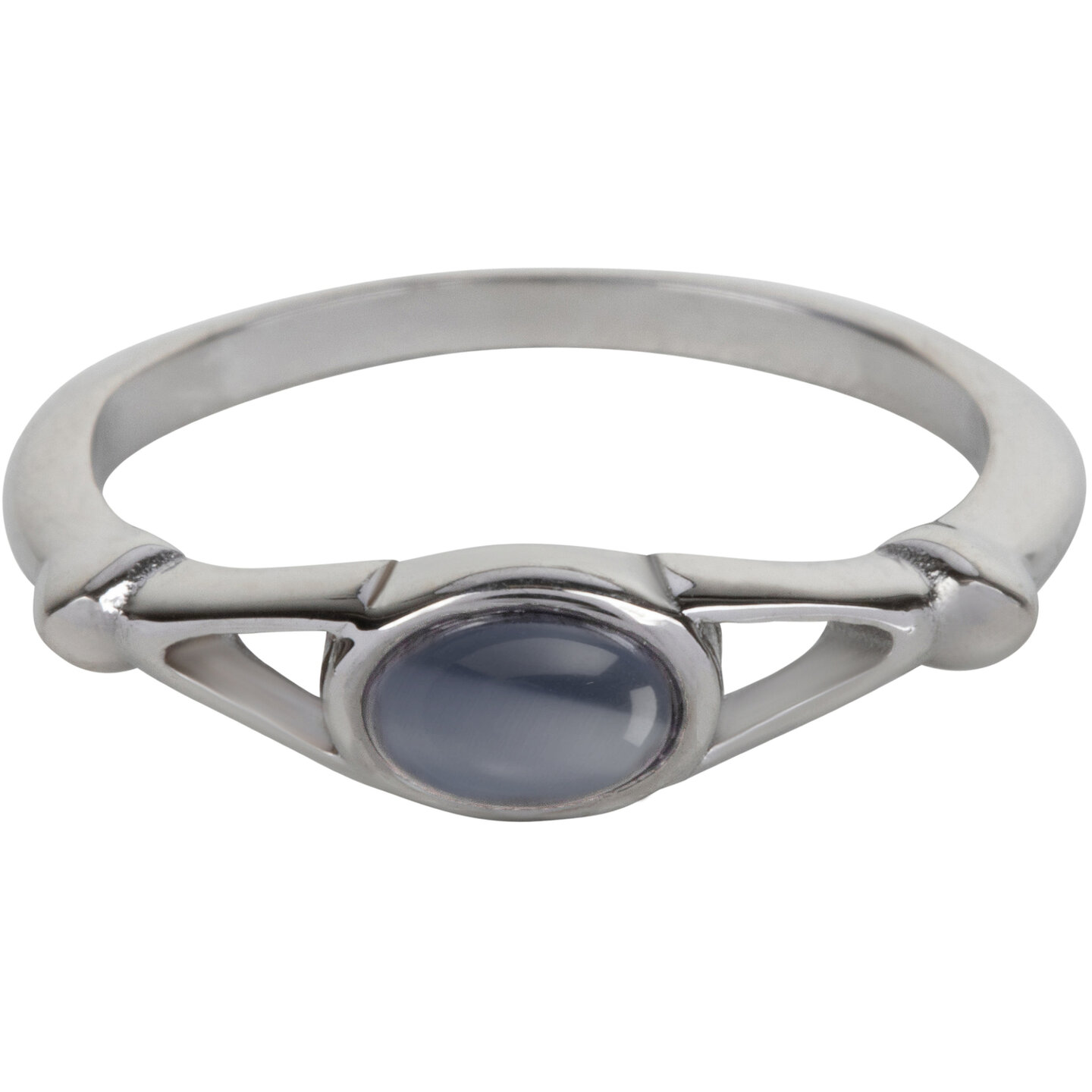 Charmin’s Ovale Elegante Blauw-Paarse Cateye Ring Staal R1160
